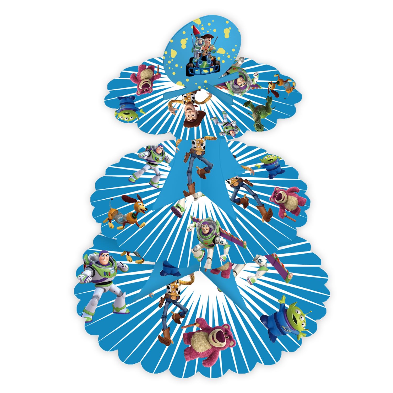 Aex Blue Cardboard Cupcake Stand – 3 Tier Dessert Display For Muffins, Pastries, And Treats – Lightweight & Reusable, Toy 2