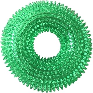 YJJKJ Ring Soft Chew Toy Teeth Cleaning Dog Squeaky Dog Toy (Green)