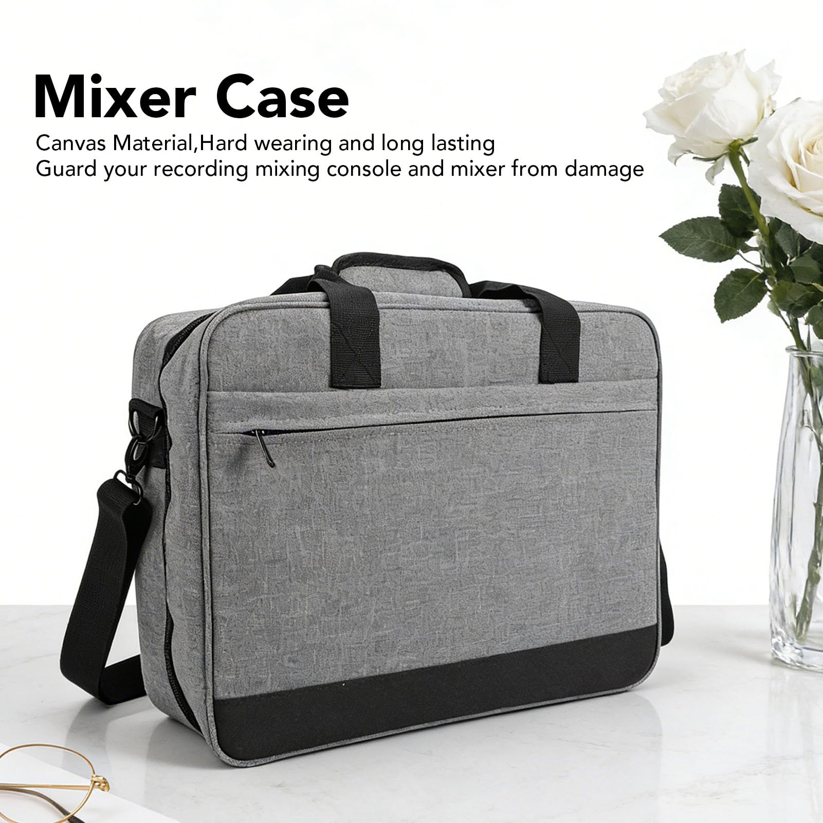 Estuche para Mezclador de Lona, ​​Bolsa Protectora para Consola de Mezcla de DJ con Múltiples Bolsillos y Correa Ajustable para el Hombro Bolsa de Viaje para Consola de Mezcla