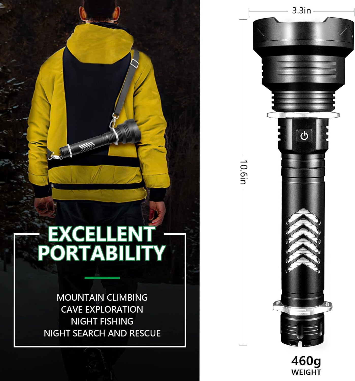 Cinlinso LED Rechargeable Flashlights High Lumens, 100000 Lumens Powerful Tactical Flash Light with 26650 Battery, Super Bright Handheld Flashlight for Camping/Hiking/Hunting/Emergencies - - 