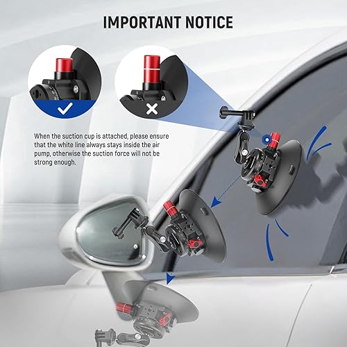 Miniatura 6 de NEEWER Soporte de ventosa para cámara de 6 pulgadas con brazo mágico de cabeza de bola, soporte de ventosa de metal en el tablero del parabrisas del