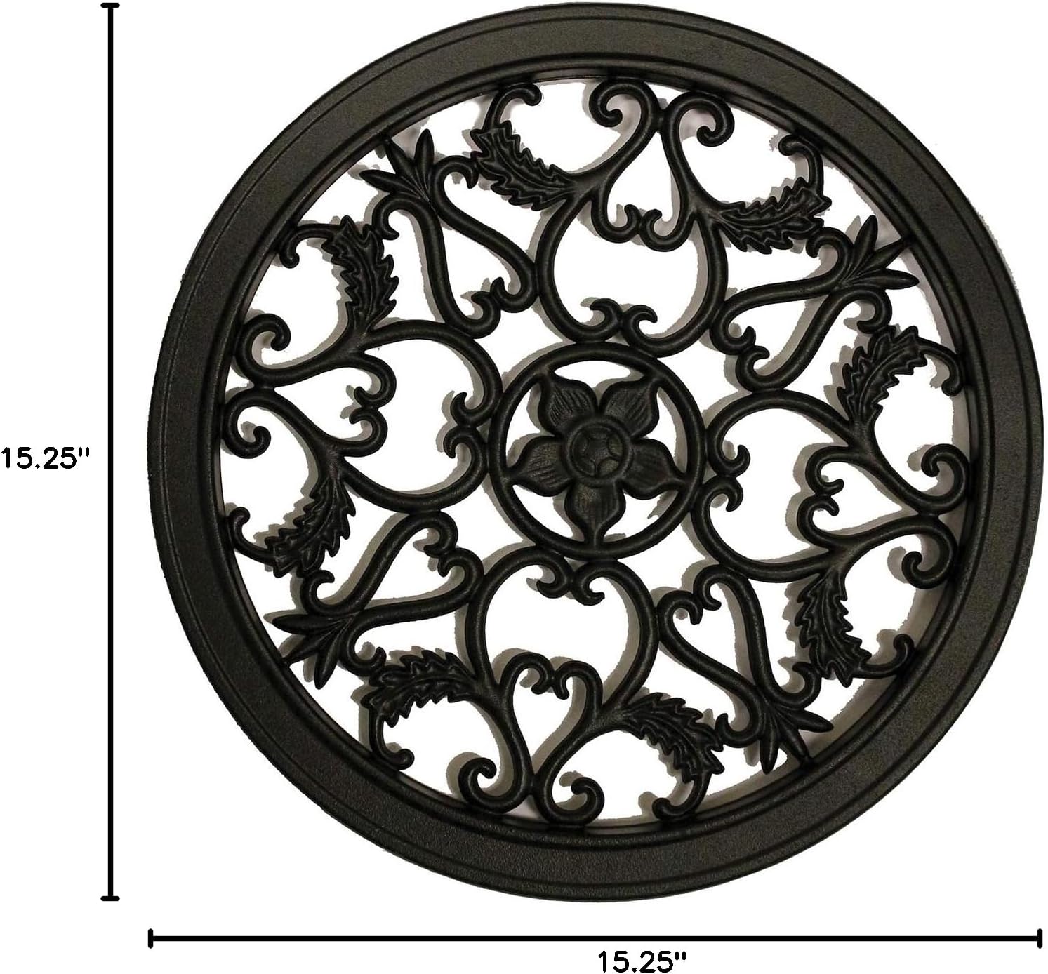Nuvo Iron Decorative Insert for Fencing, Gates, Home, Garden - Round, 15″ Diameter, Black