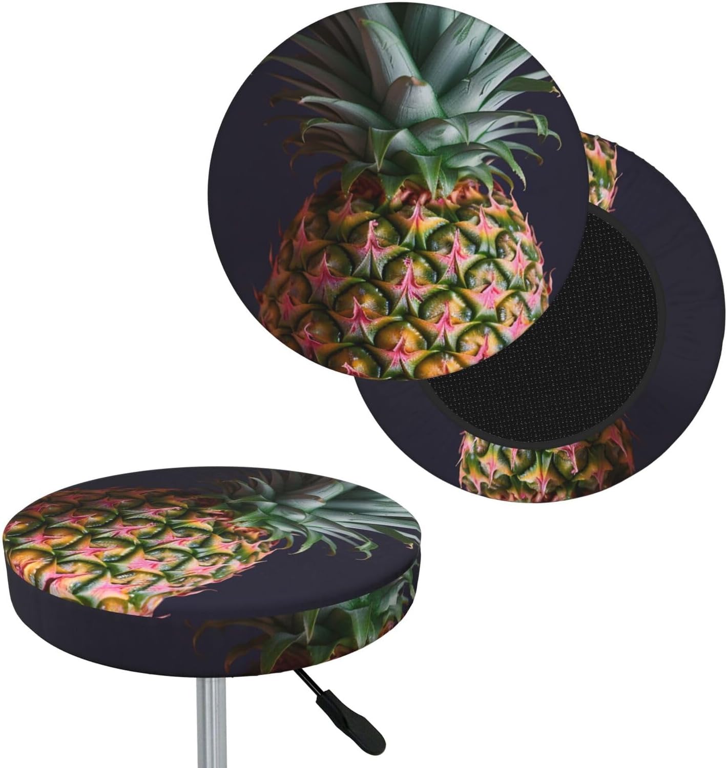 Bar Stool Cover Round Elastic Stool Cushion Covers Fruit Pineapple Bar Chair Cover Washable Stool Cushion Slipcover Stretch Stool Seat Covers for 12-14 Inch Chair