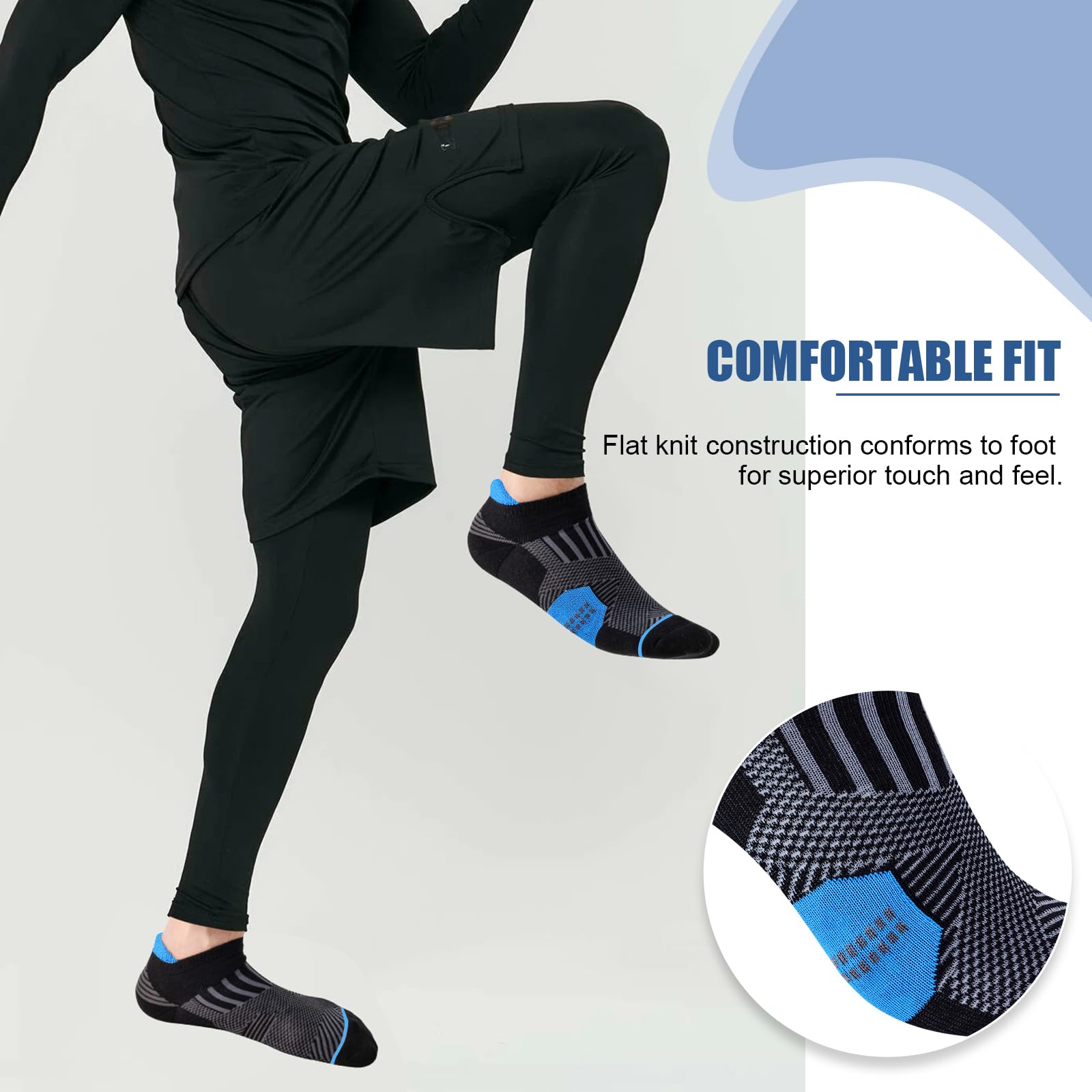 Niofind Calcetines Tobilleros Hombre Mujer, Cortos Transpirables para Deporte, Running, Ciclismo, Algodón 6 Pares 43-46 37-42