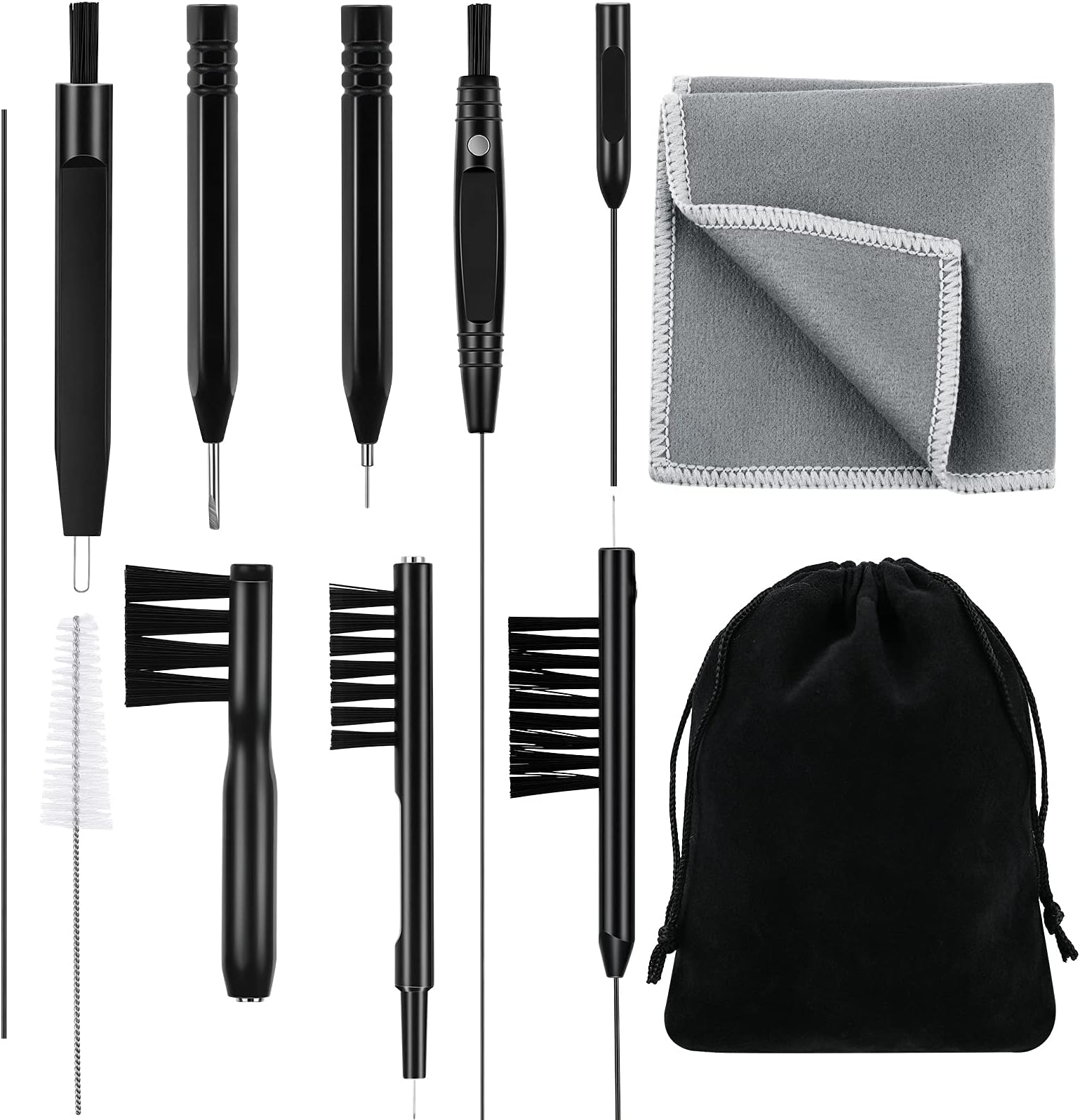 Patelai Hearing Aid Cleaning Kit Hearing Aid Tools Cleaner Kit Accessories with Wax Loop and Magnet Multi-Functional Earphone Earbuds Cleaner Set with Velvet Bag