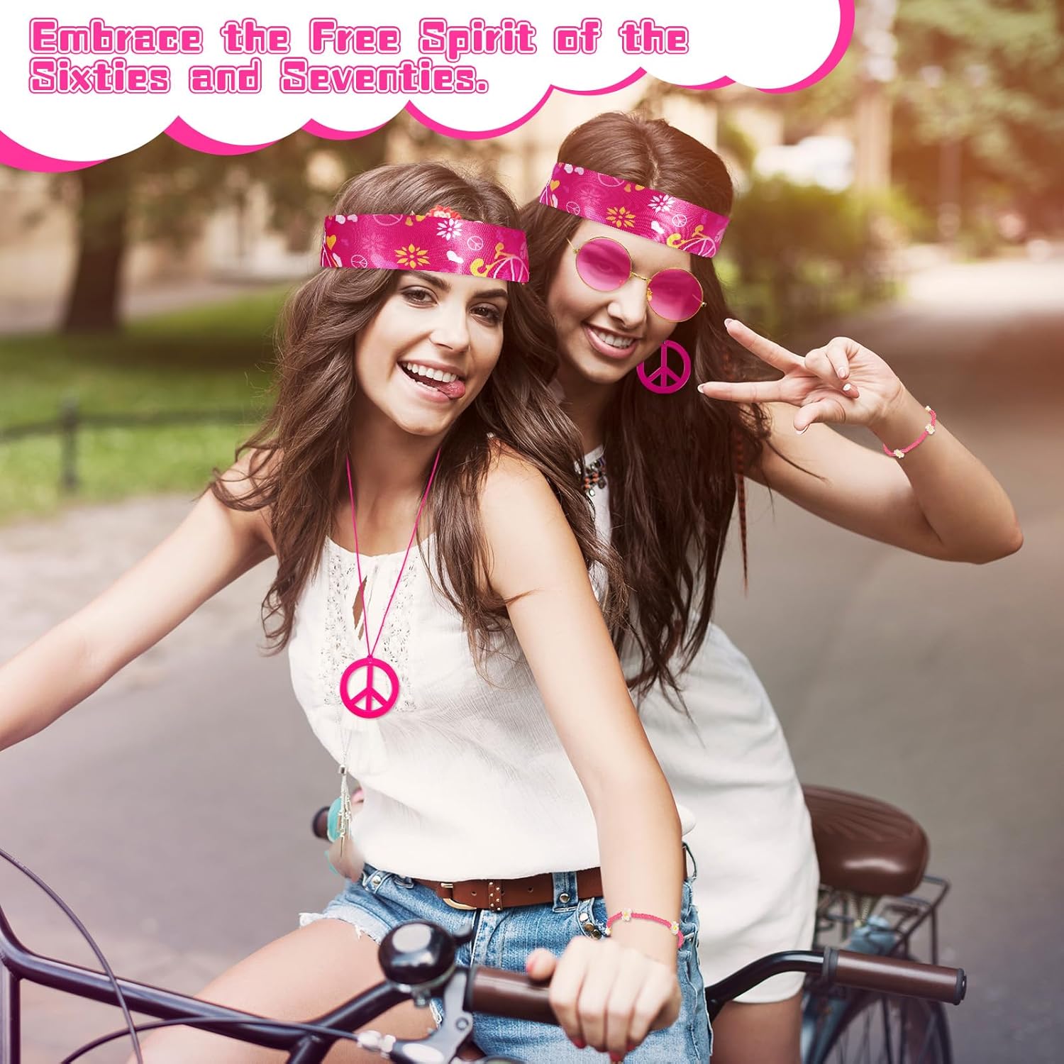 Batiyeer 6 Pcs Hippie Accessories for Women, Boho Peace Sign Earrings 60s 70s Outfits for Women Groovy Party Favor - Image 6