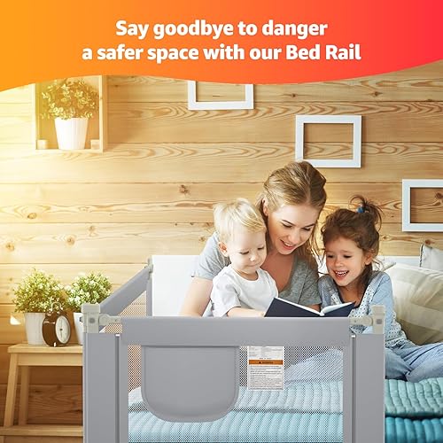 Miniatura 9 de Riel de cama para niños pequeños y niños - Máxima seguridad con riel de cama de bebé mejorado rieles laterales de cama de tubo grueso para niños en