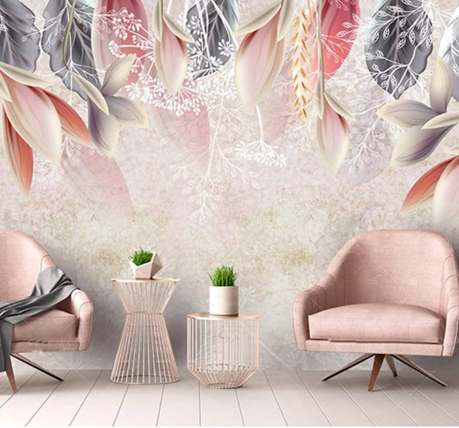 XLMING Retro Cosy Pink Plants Flowers 3D Wallpaper Luxury Home Dining Decor Paste Sofa Living Room The Wall for Bedroom Mural-350cm×256cm
