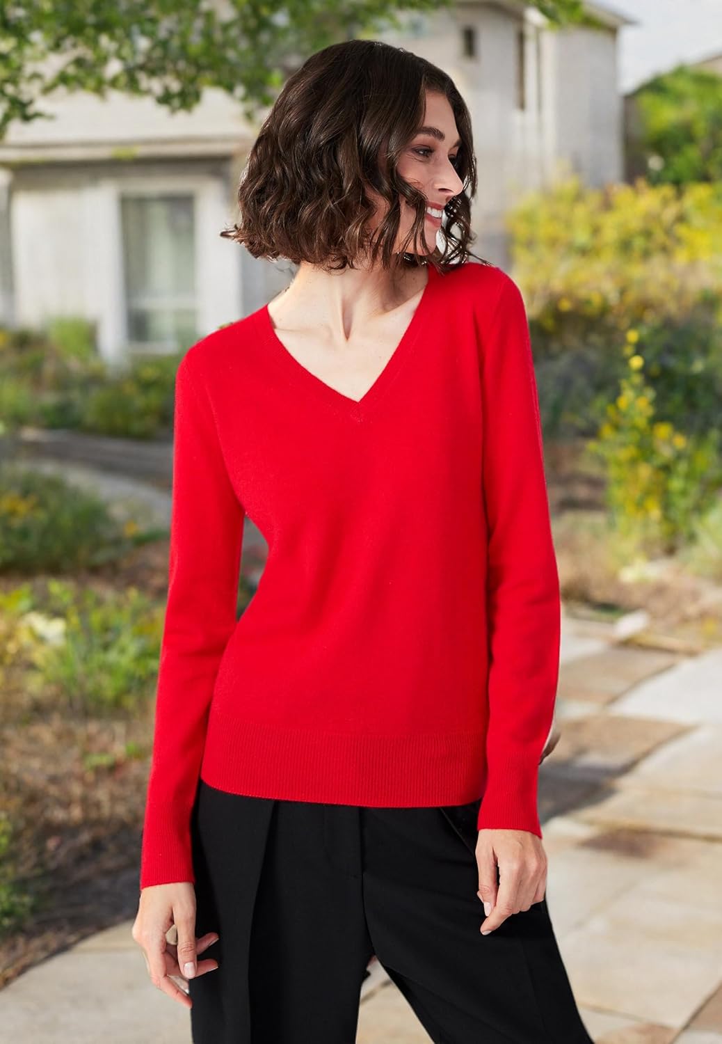 100% Pure Cashmere V-Neck Women's Sweater - Image 2