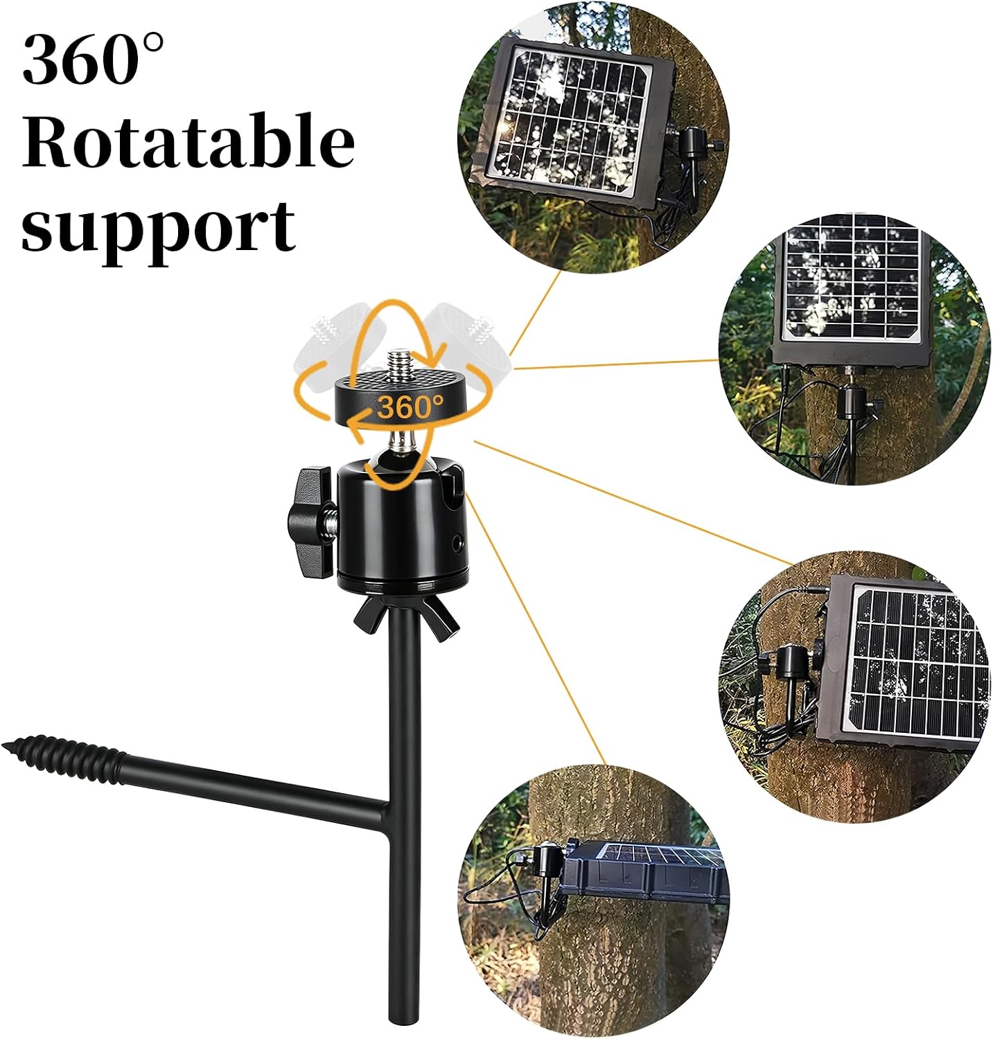 T Shaped Trail Camera Mount, Tracking Bracket, Tree 1/4" x 20 Screw，360° Rotatable Trail Camera Holder, Hunting Accessory