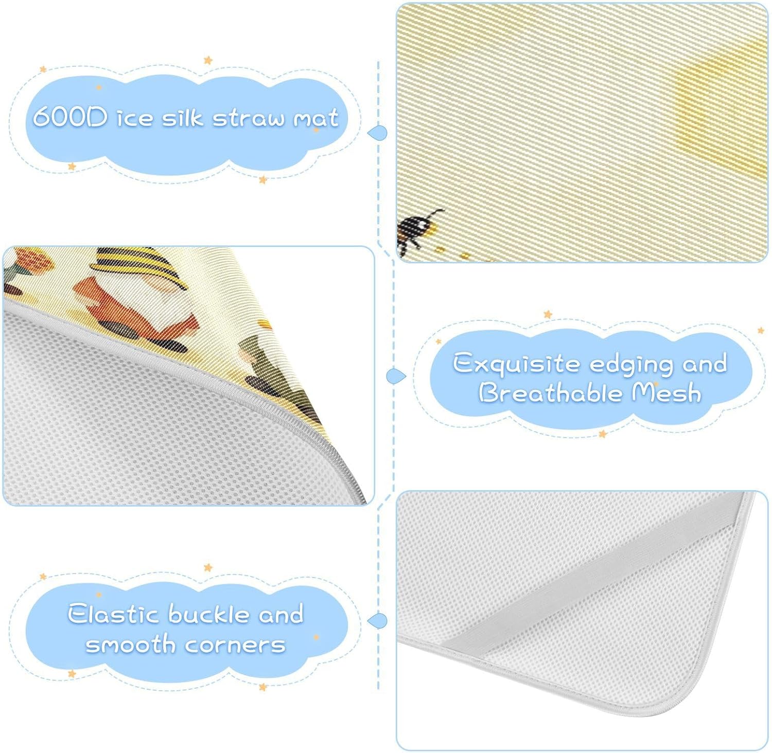 Cooling Baby Waterproof Crib Mattress Protector 28" x 52" Reusable Cute Gnomes Funny Bumble Bee Bed Pads for Kids for Kids, Adult