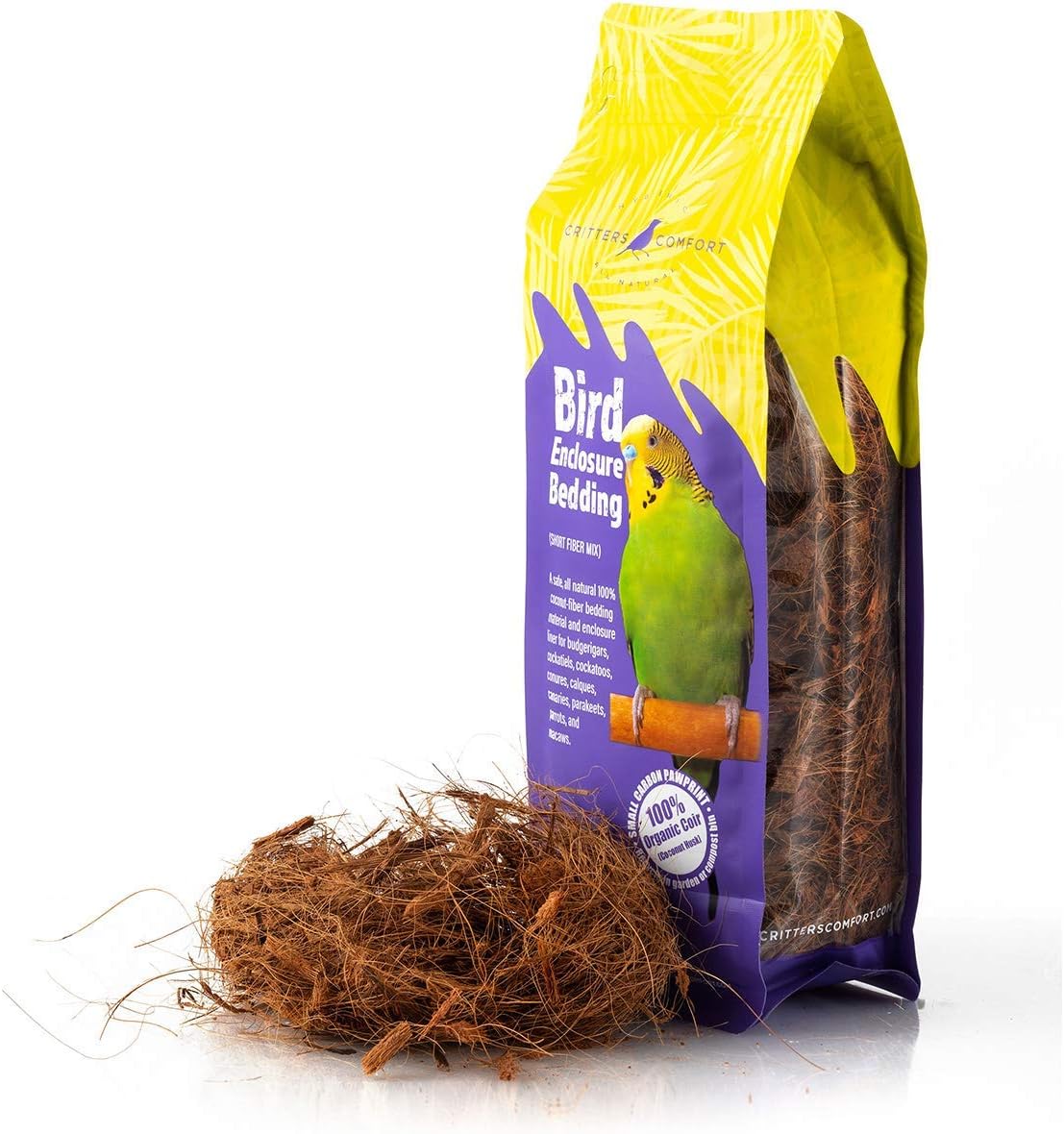 Critters Comfort Bird Bedding & Nesting Material Natural Coconut Fiber - 2Quart | 2Liters