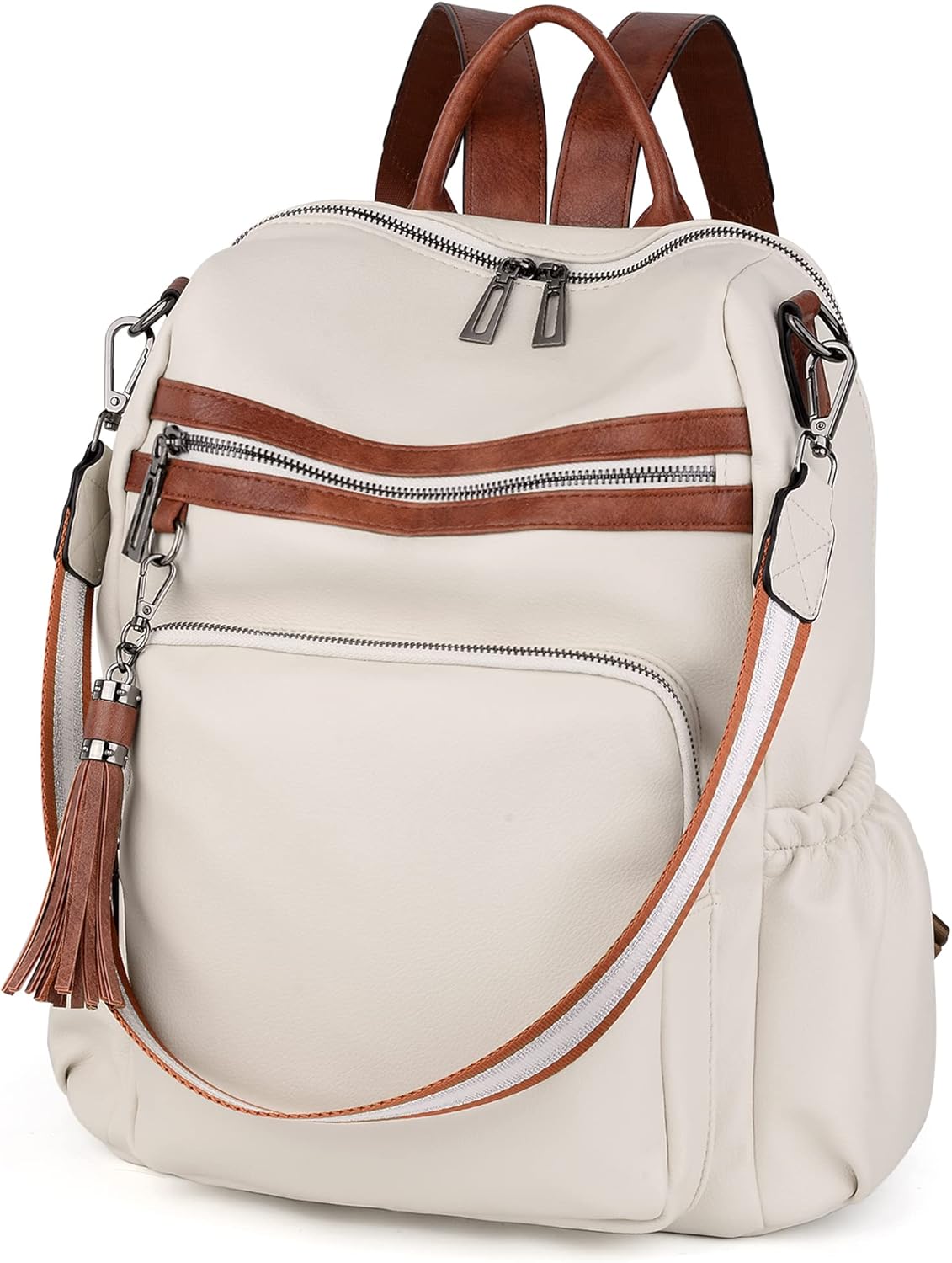 UTO Women Backpack Purse Leather Vegan Ladies Fashion Designer Rucksack Convertible Travel Shoulder Bag with Tassel - Image 7