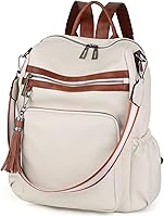 Vista 5 de UTO Mochila de cuero vegano para mujer, diseño de moda, convertible con borla, para viajes, con borla