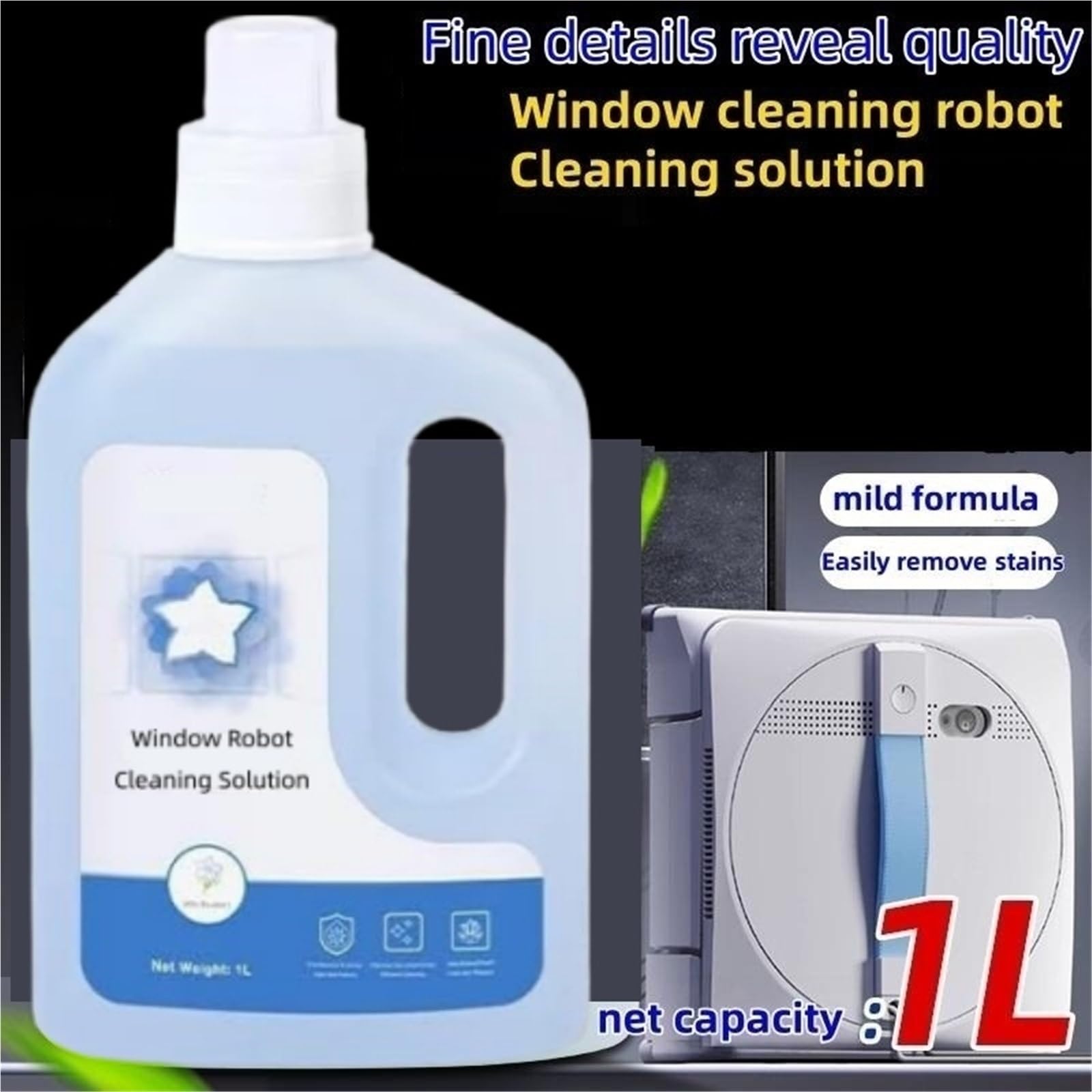 Solución de limpieza multisuperficie Winbot, compatible con ECOVACS WINBOT W1 PRO/ W2 OMNI/W2 PRO/W2 PRO OMNI/WINBOT MINI HA11, repuestos for limpiacristales(3 bottle)