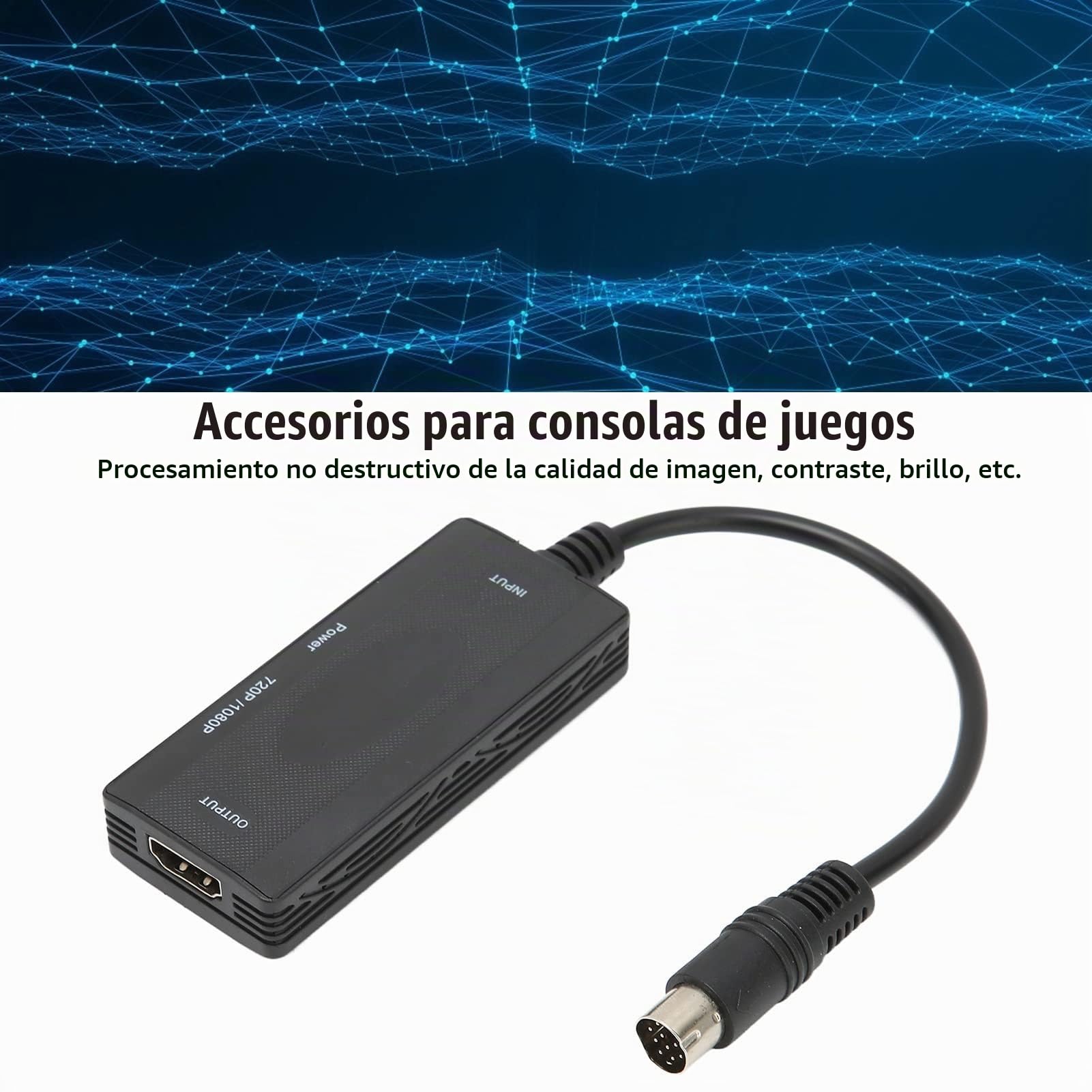 Dioche Saturn Converter Saturn To Contact Hdmi TV Abs Black Game Console Converter Drive Free Lossless para SS a HD Adaptador de Interfaz Multimedia para HDTV