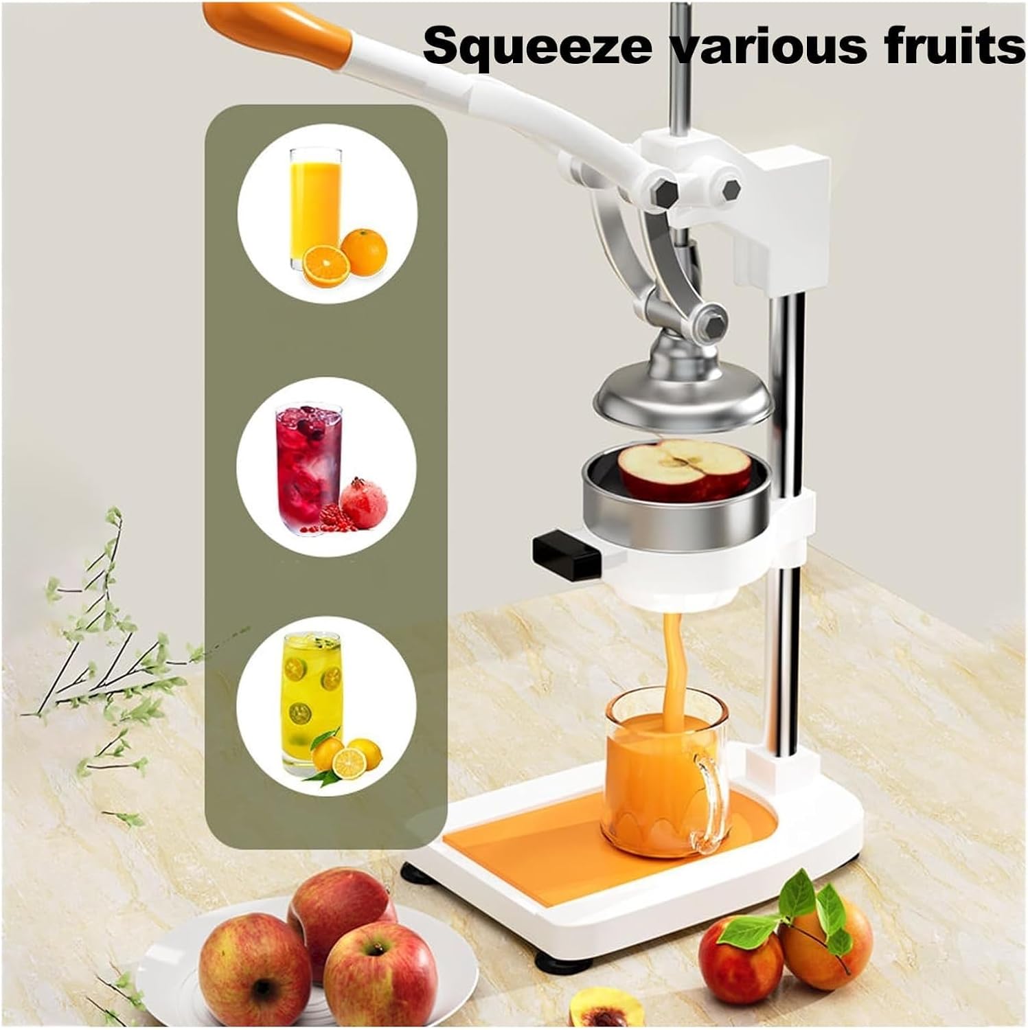 Commercial Grade Citrus Juicer, Heavy-Duty Cast Iron Manual Juicer, Stainless Steel Juicer