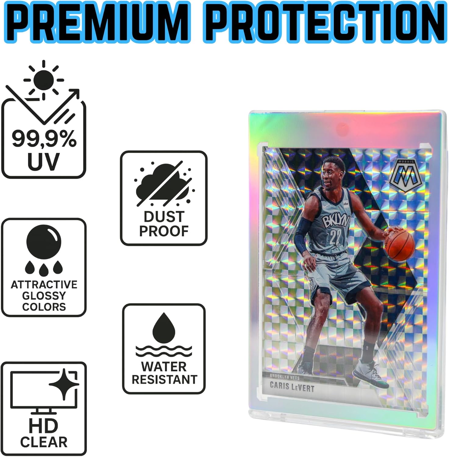 10CT Magnetic Card Holders - 35pt One Touch Card Holder | U-V Protection Hard Plastic Case for Trading Cards | Baseball Card Holders - Glossy, HD Clear, Diamond Egde - Gold Magnet - 10 MULTICOLORS