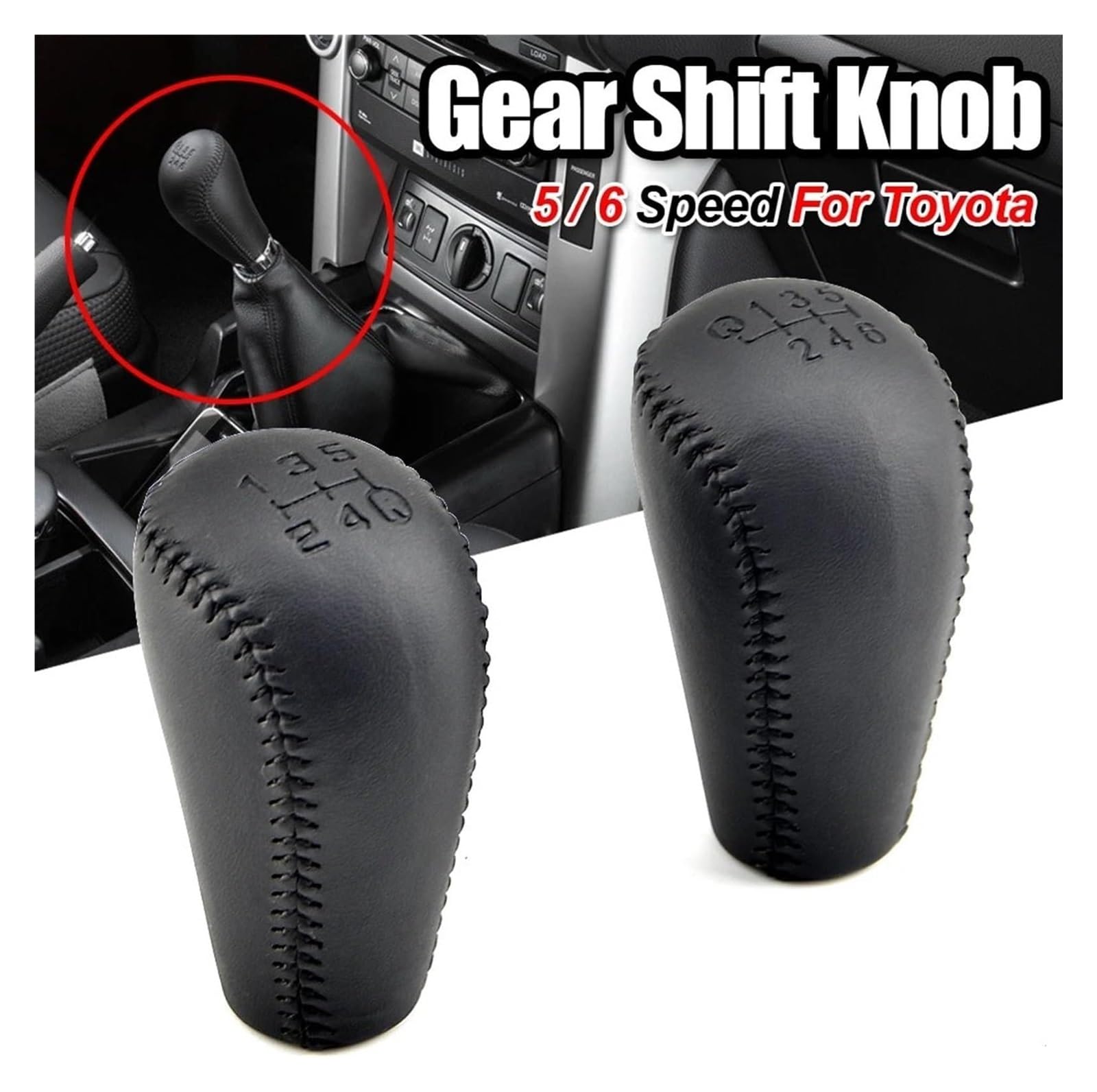 Pomos Palanca Coche Para Toyota Para Hilux MK6 MK7 2004 2005 2006 2007 2008 2009 2010 2011 2012 2013 2014: Pomo De La Funda Palanca Cambios (5 O 6 Velocidades)(5 Speed)