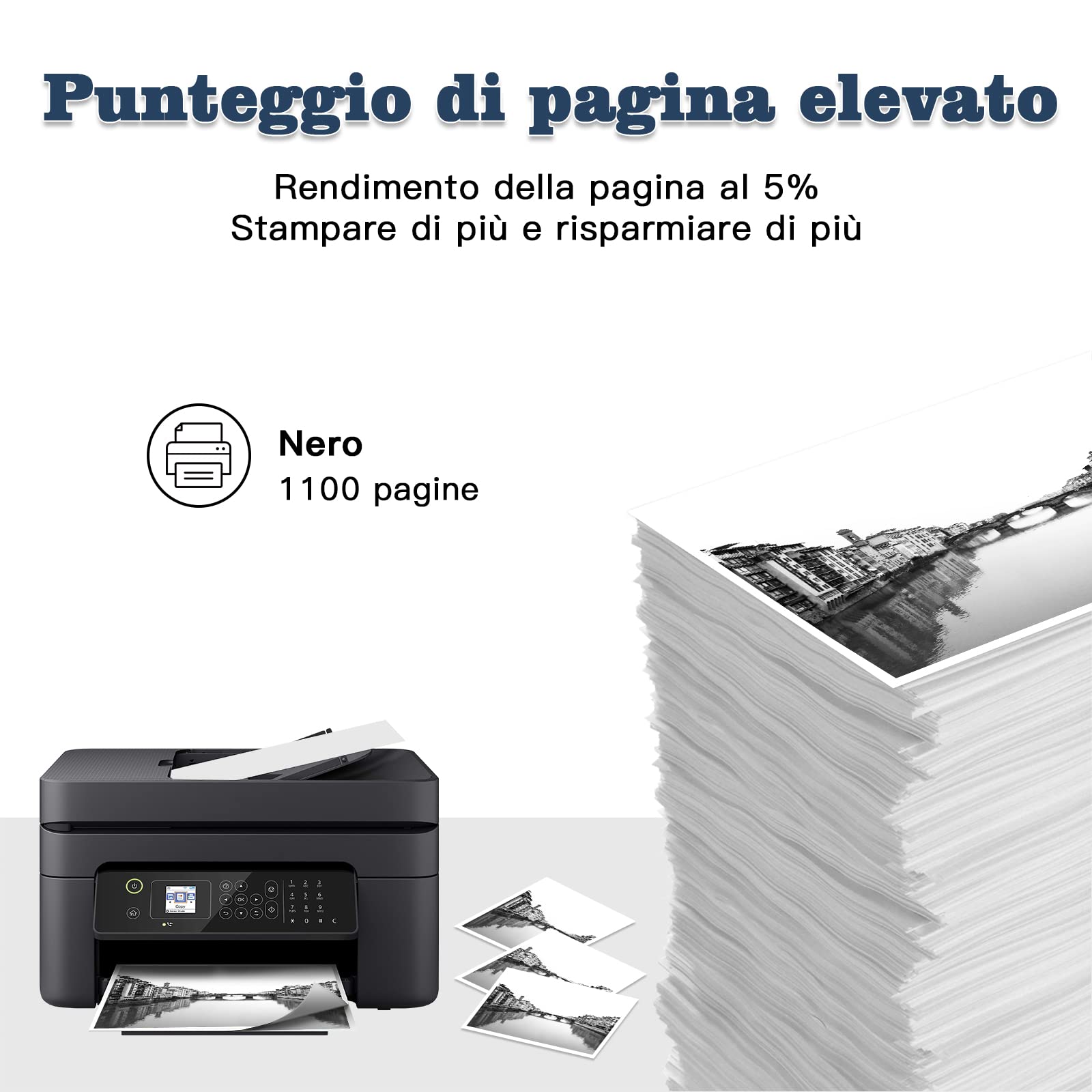 JoyPrinting 34 XL 34 Cartucce d'inchiostro Compatibili per Epson 34XL Cartucce Sostituzione con Epson WorkForce Pro WF-3720DWF 3725DWF Stampante (5 pack