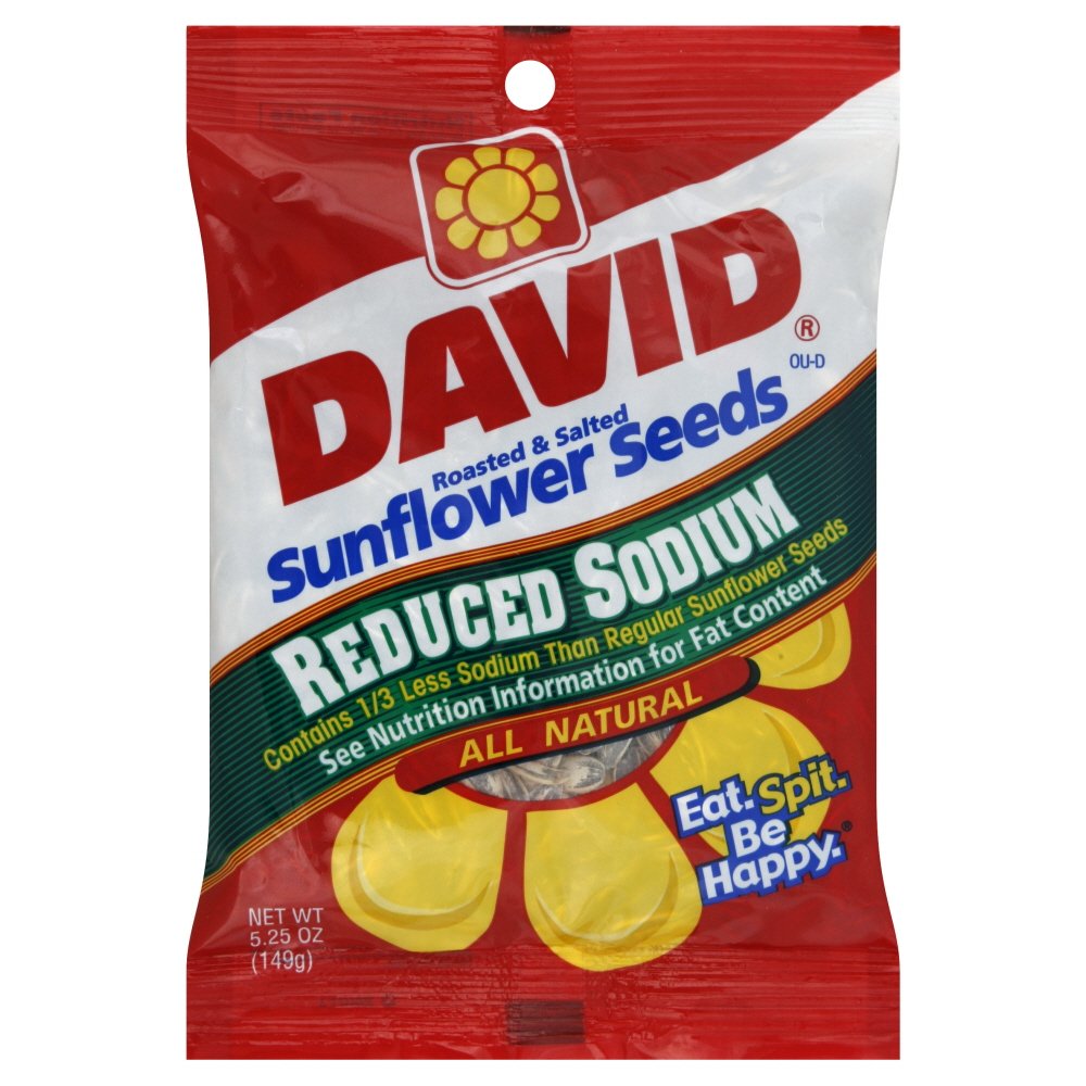 David's Sunflower Seeds Reduced Sodium 5.25 Oz (Pack of 12