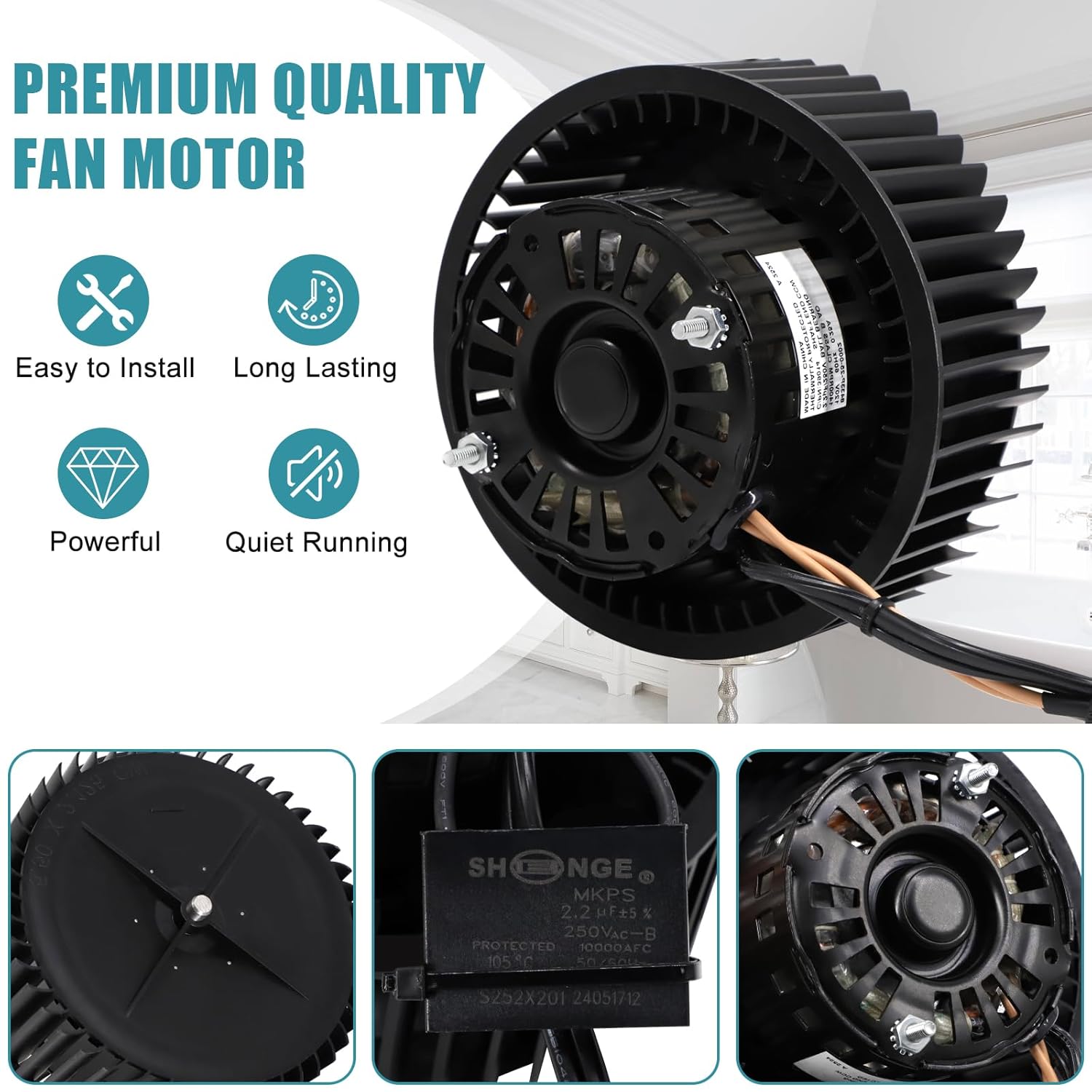 676-D, 678-G/2678F-A Replacement Motor, S97015162 Motor for Broan NuTone 684-D, 2684F-A, 683-C, 763N, 679L, 684NT-A, HD80L, 679-E, 763, HD80NT, 679FL-C, FL2679F-A, 741SNNT Bathroom Exhaust Fan