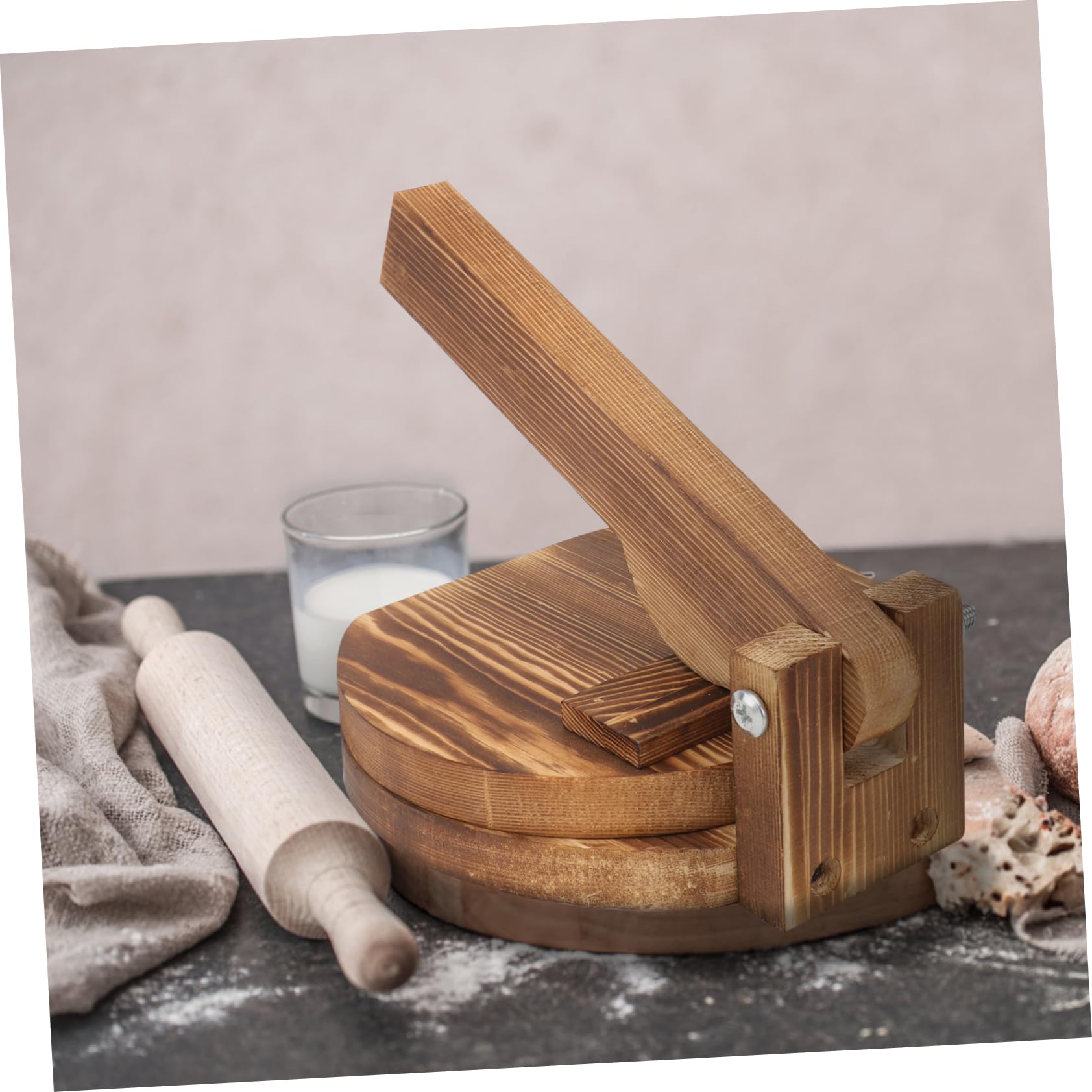 TOPPERFUN Dumpling Press Maker Wood Dough Presser Bun Dumpling Press Essential Kitchen Tool Simple to Use for Shapes