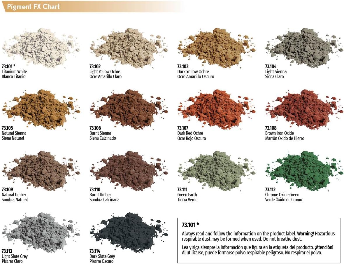 Vallejo - Pigment FX Stone & Cement Effect | Wide Range of Effects Caused by the Climate and Geographic Conditions | Contains 4 Bottles x 35 ml (1.18 fl.oz.)