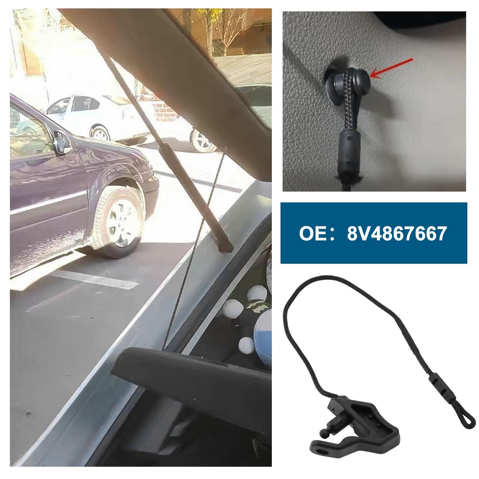 EMSea 1x Cable de Repuesto para Estante de Paquetes Izquierdo 8V4867667 Compatible con Audi A3/S3 2013-2016 Correa de Estante Trasero para Paquetes Negro