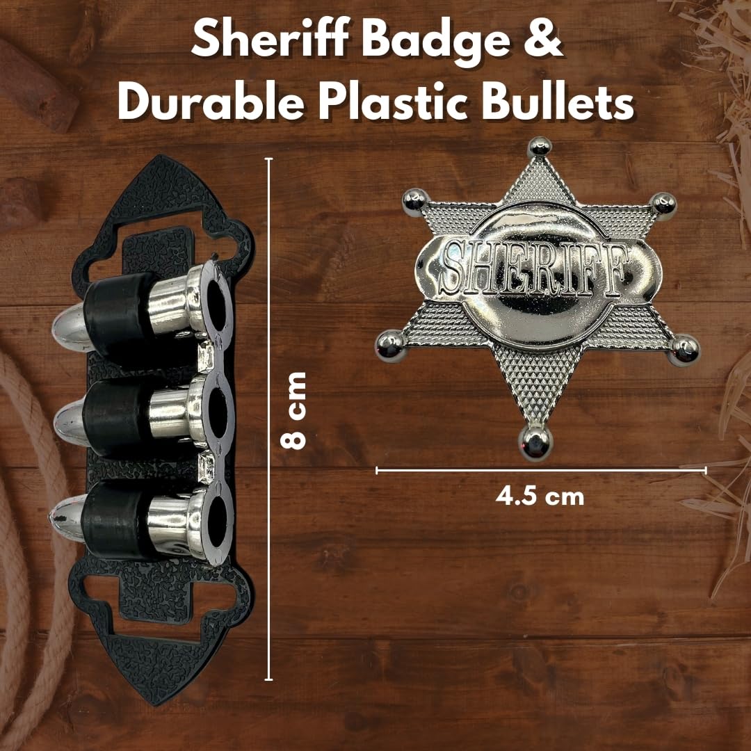 Ultimate Cowboy Sheriff Role Play Set for Kids, Complete with Twin Toy Guns, Holster Belt, Bullets & Sheriff Badge - Image 4