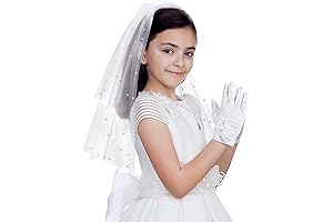 2 Pcs Kids Bride Veil and Gloves Set | Veil for Kids