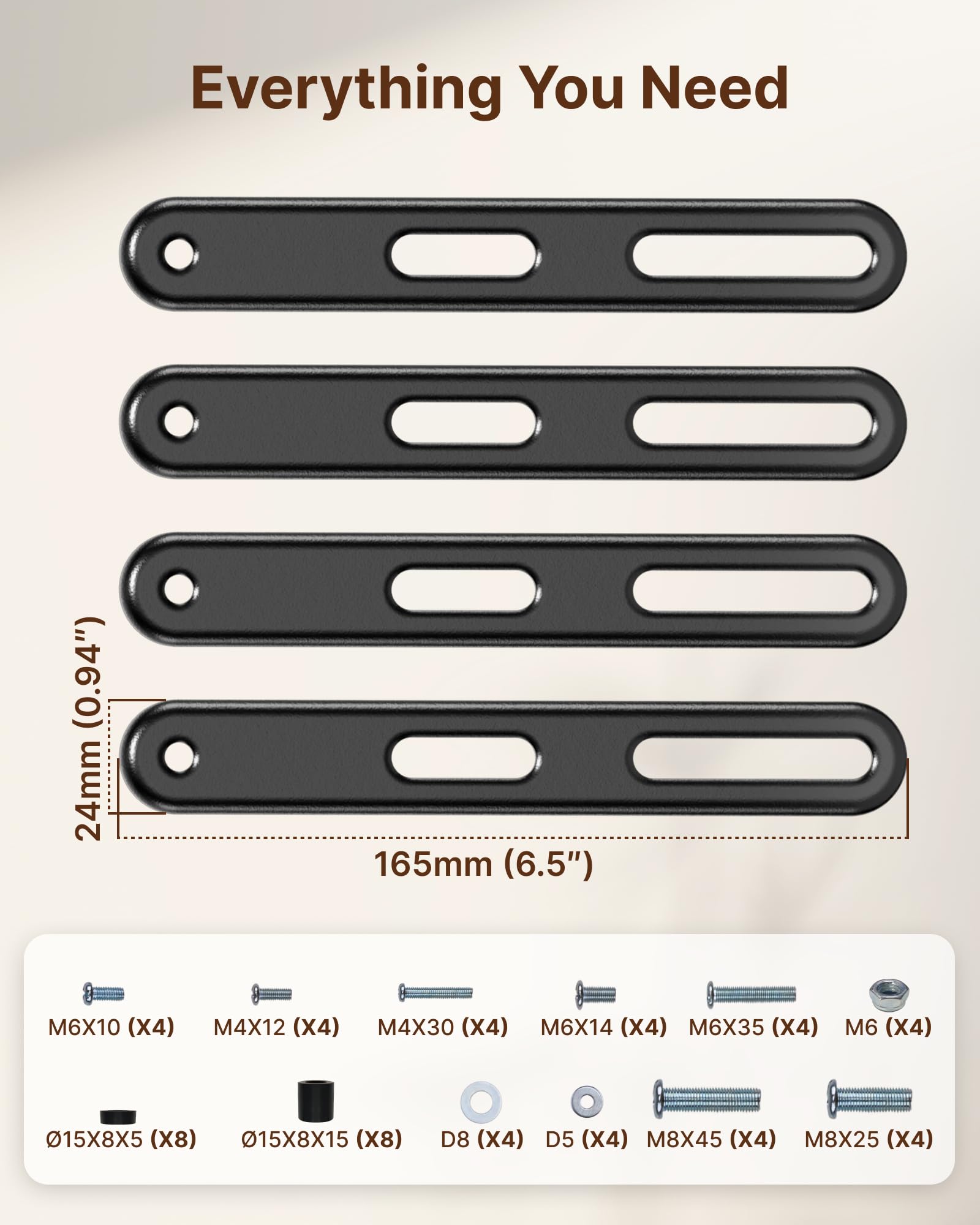 monTEK Steel VESA Mount Adapter Kit, Universal Extension Bracket Fits 32"-55" LCD LED TVs up to 30kg, Conversion Plate Expands VESA Patterns to 300x300 & 400x400, Includes 52 Mounting Hardware — view 6