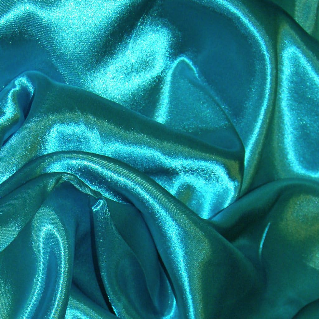 CQL Satin Fabric by The Metre – 60 Inch Wide Satin Roll for Wedding Dresses, Bespoke Tailoring & Decoration Projects – Soft, Smooth, Silk-Like Finish(Turquoise,10 Metre)