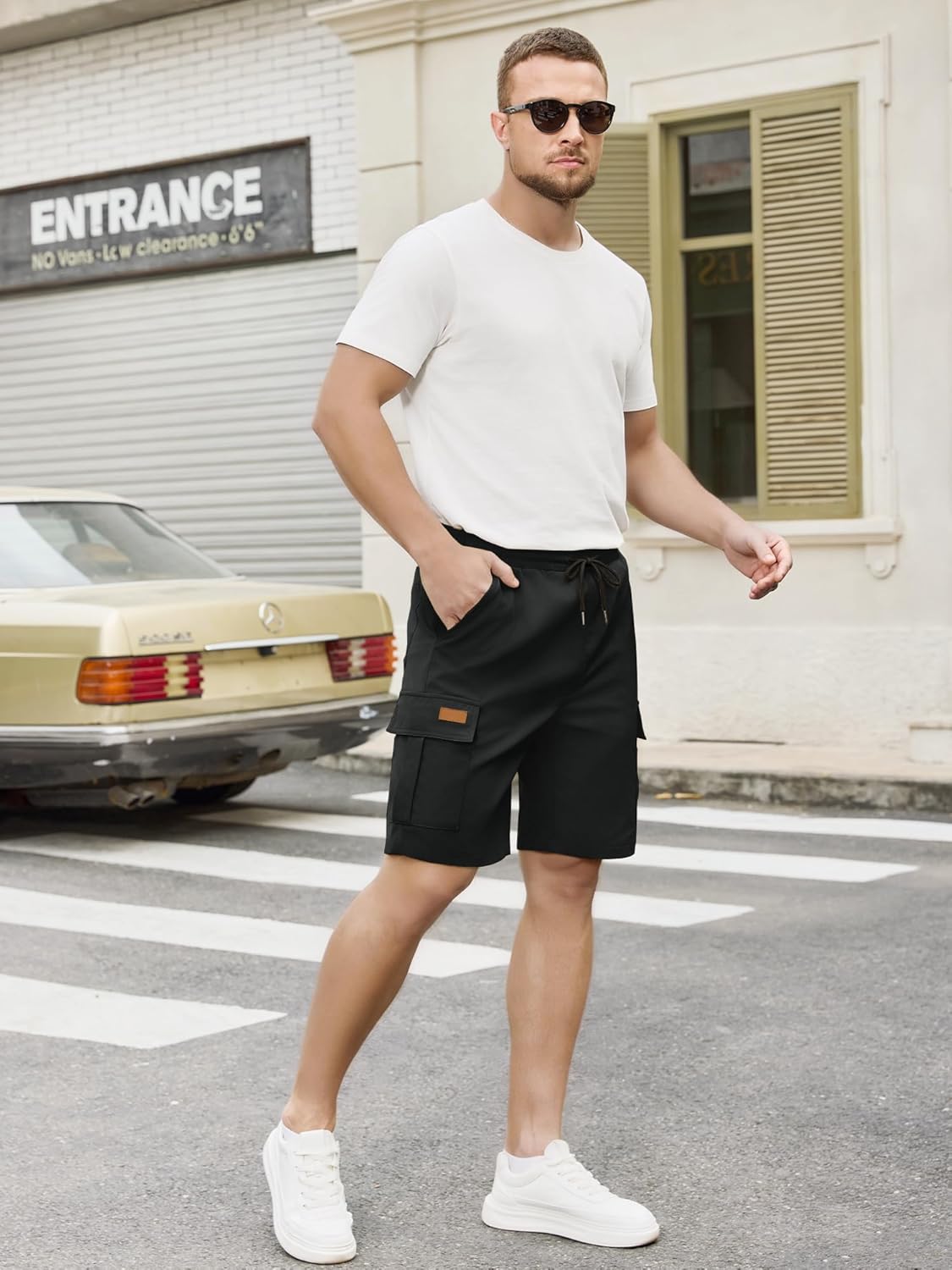 PLEPAN Men's Casual Cargo Shorts Classic Stretch Waist Drawstring Outdoor Work Shorts with 6 Pockets - Image 7