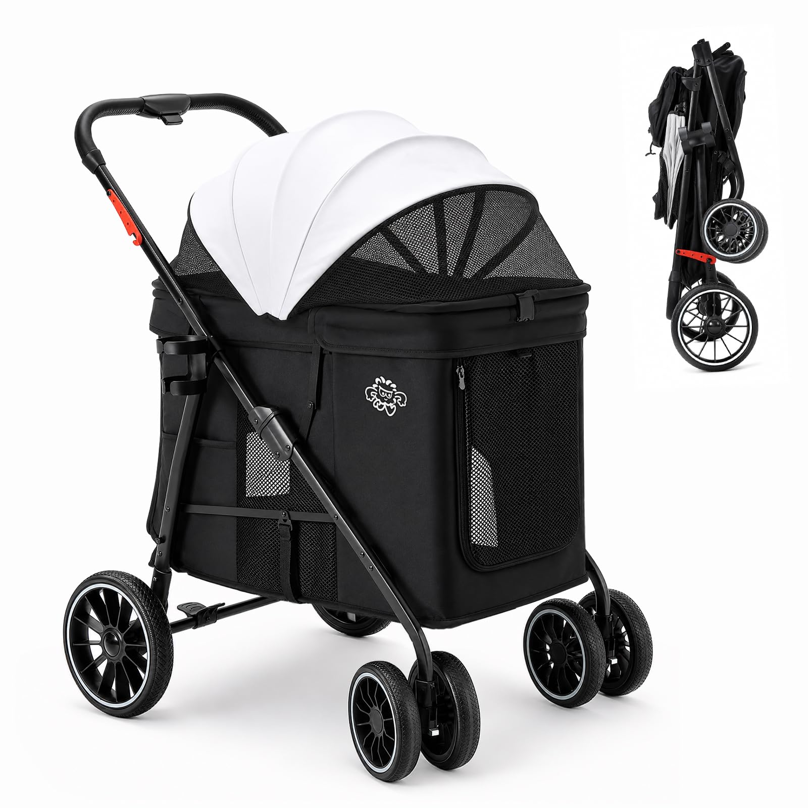 Pawccoli 4輪ペットカート 耐荷重35kg 折りたたみ 足踏みブレーキ Amazon.co.jp: Pawccoli ペットカート キャリーカート 分離型 4輪