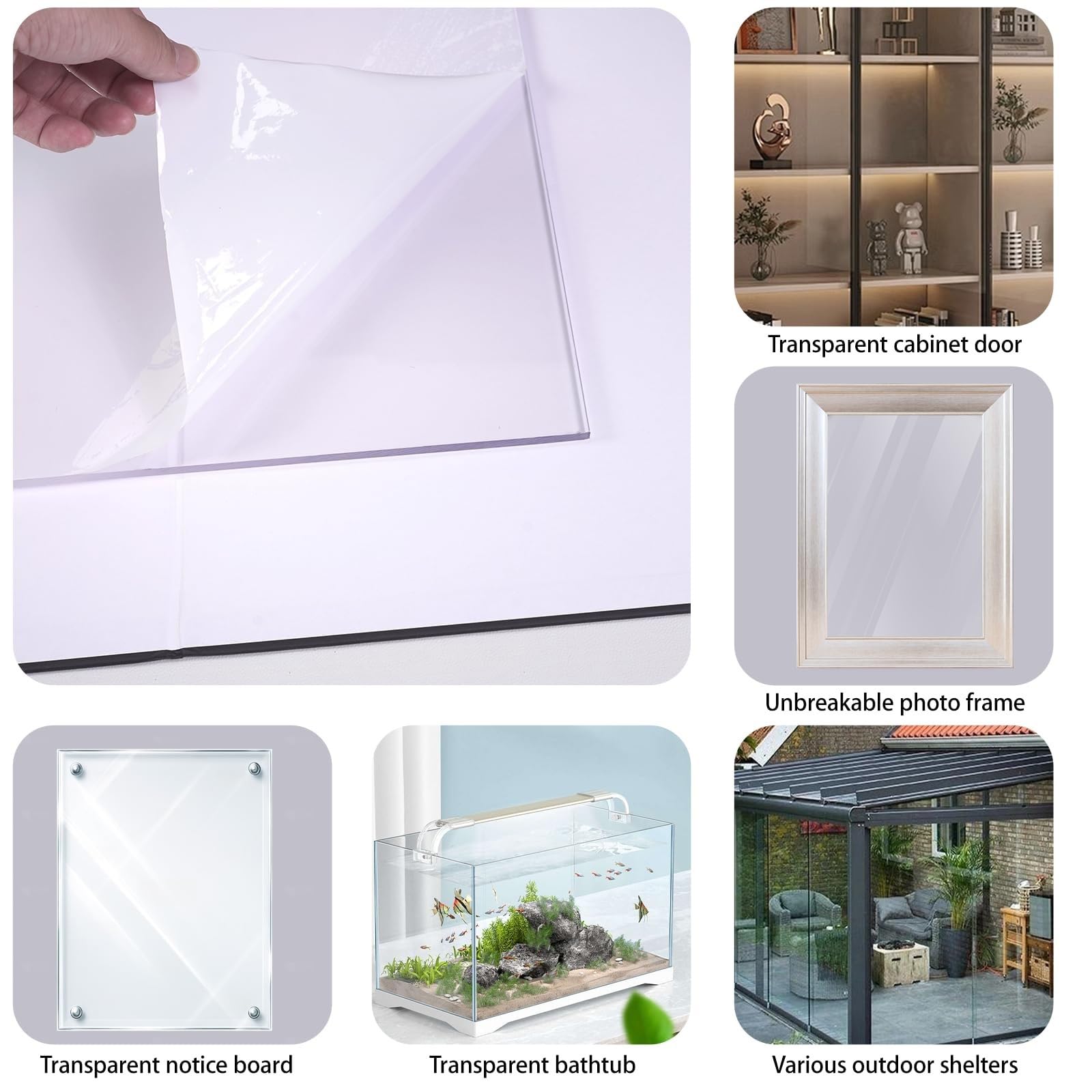 Placas de Policarbonato Transparente, Hoja Metacrilato PC Placa, Protección UV Paneles de Techo Transparente for Invernaderos Jardines Garaje(1x8m/3.28x26.24ft)