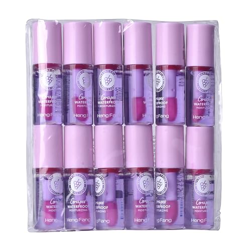 LAMUSELAND Tinted Lip Glow Oil, 12Pcs Hydrating Moisturizing Clear Plumping Mini Cute Lip Oil Gloss Set Kit for Women Girls (25)