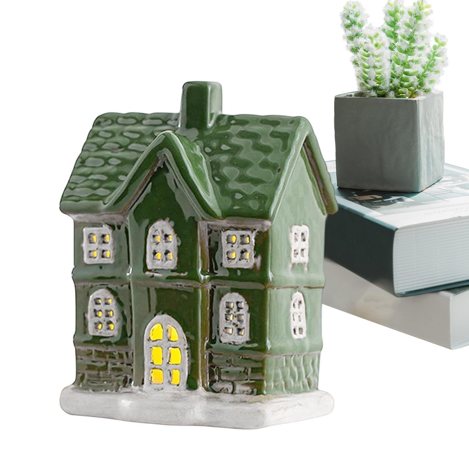 Casas de Navidad con luz LED: decoración de mesa en madera para hogar y fiestas 1