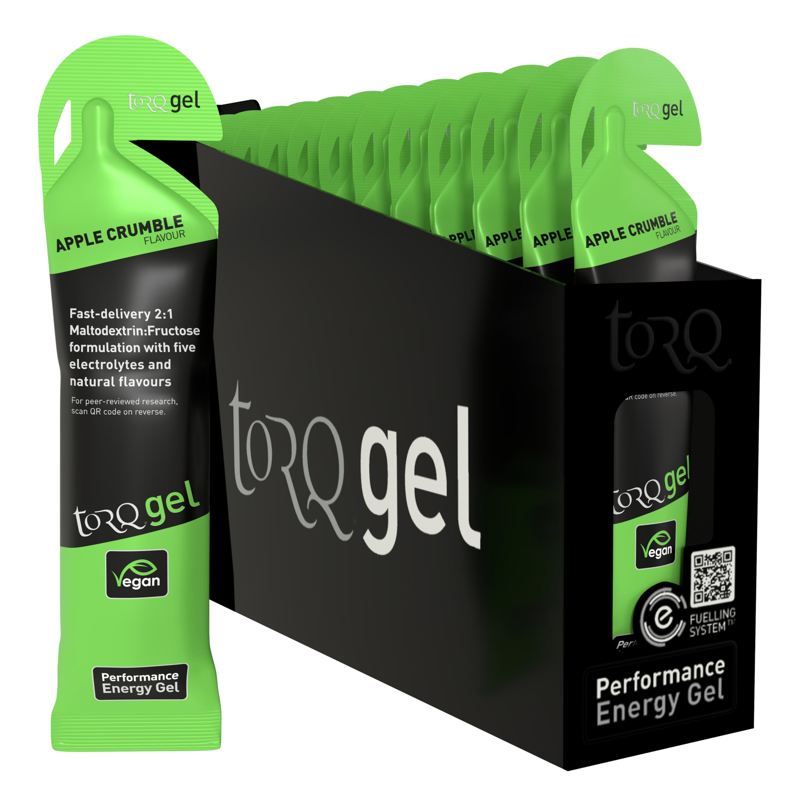 Running Gels with Electrolytes - 2:1 Maltodextrin: Fructose for Endurance Sports & Optimal Performance | Energy Gels for Running, Cycling & Marathons - 30g Carbs Per Gel | Apple Crumble 15