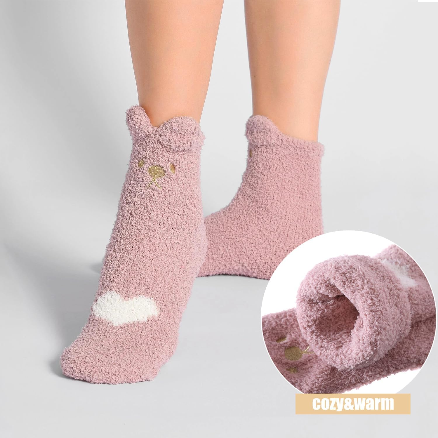 Ginmewrae Women Fuzzy Socks Cozy Soft Fluffy Cute Animal Slipper Socks Sleeping Warm Socks Christmas Gift for Girls - Image 5