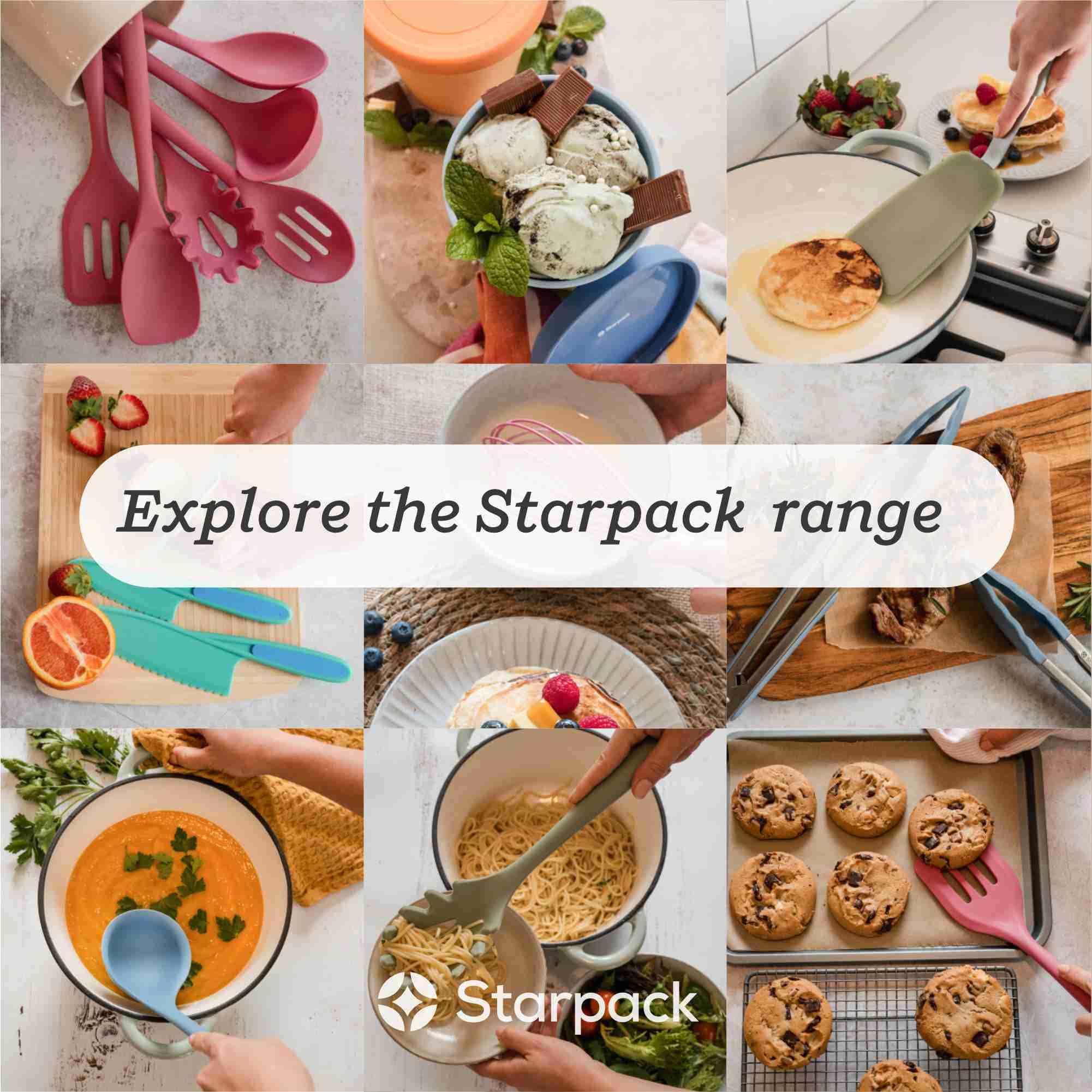 StarPack Premium Flexible Silikon Pfannenwender Set mit 3 Stück – hohe Hitzebeständigkeit bis 315 °C, hygienisches einteiliges Design, Eier, Pfannkuchen und Kekse (Blau)