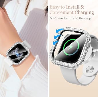 Goton 41mm Bling Case with Glass for Apple Watch Series 9/8/7