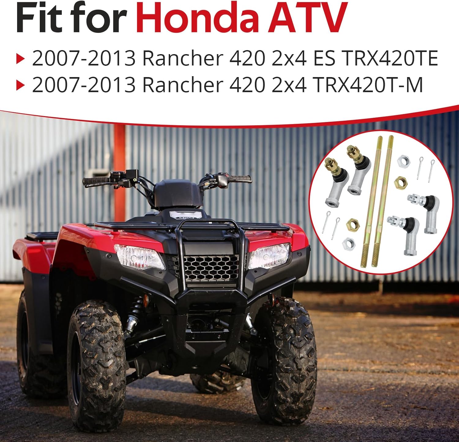 JAVIK Left & Right Tie Rod Ends Kit Fit for Honda Rancher 420 2x4 TRX420TE TRX420T-M 2007-2013,OEM#53521-HP4-600 53158-HP5-003 53157-HP5-003