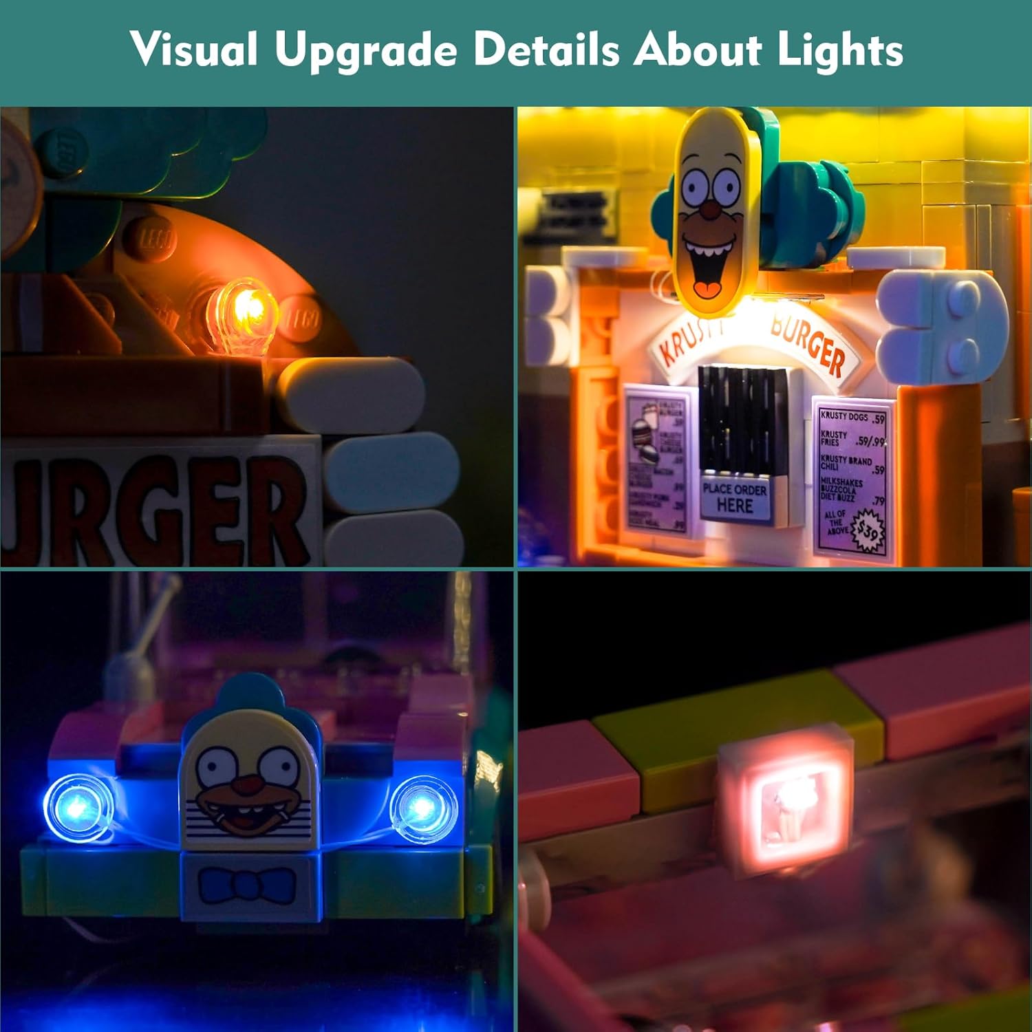 Light kit Compatible with Lego 10352 The Simpsons: Krusty Burger - No Model Only Light, LED Lighting Accessories Compatible with Lego 10352 Krusty's Burger Joint (RC Version)