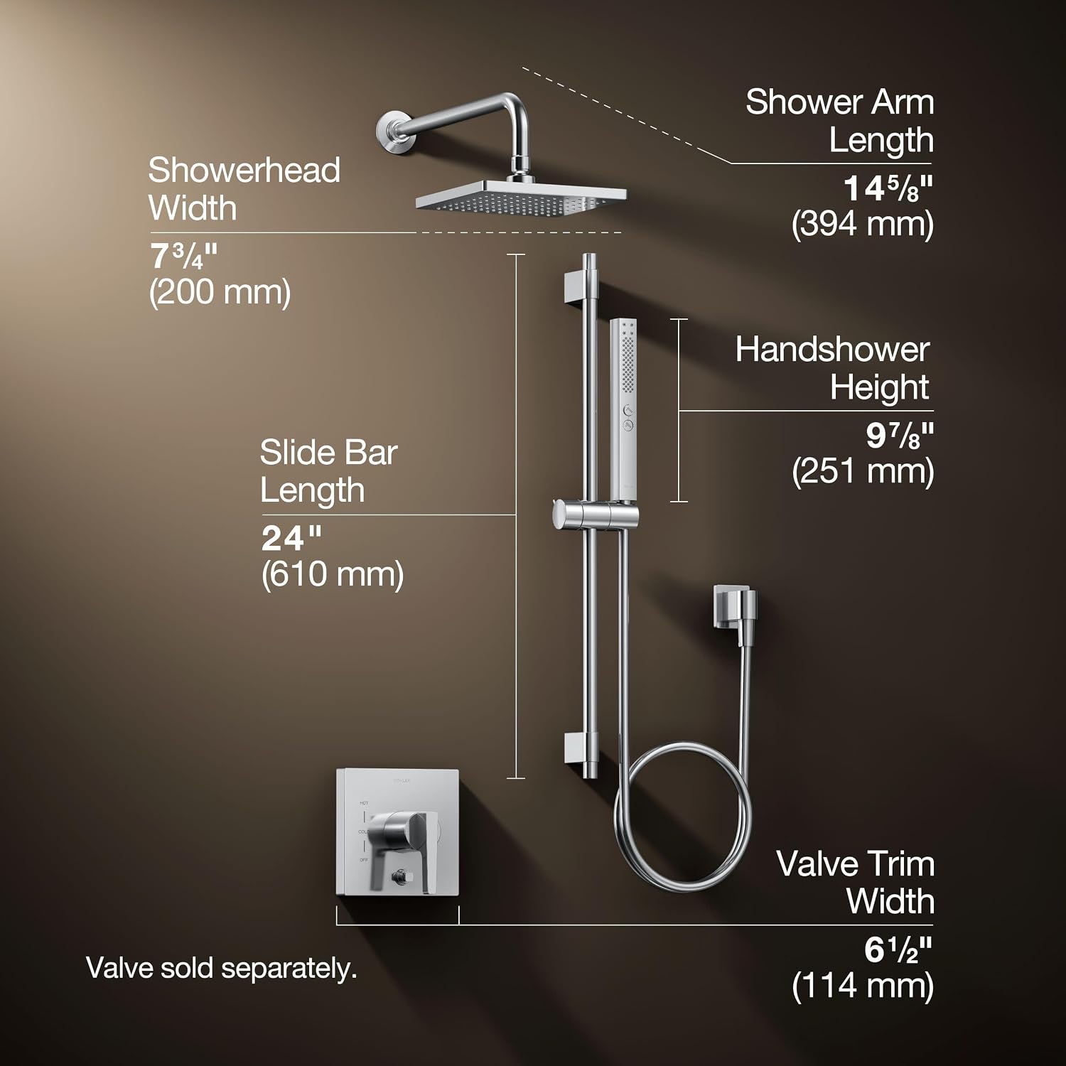 Kohler K-26273-Y-CP Honesty Shower Kit with Showerhead, Handshower, and Trim, 2.5 gpm,... photo 5