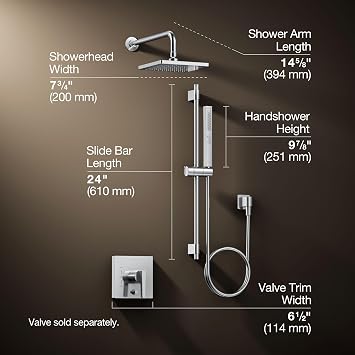 Kohler K-26273-G-CP Honesty Shower Kit with Showerhead, Handshower, and Trim, 1.75 gpm, Polished Chrome