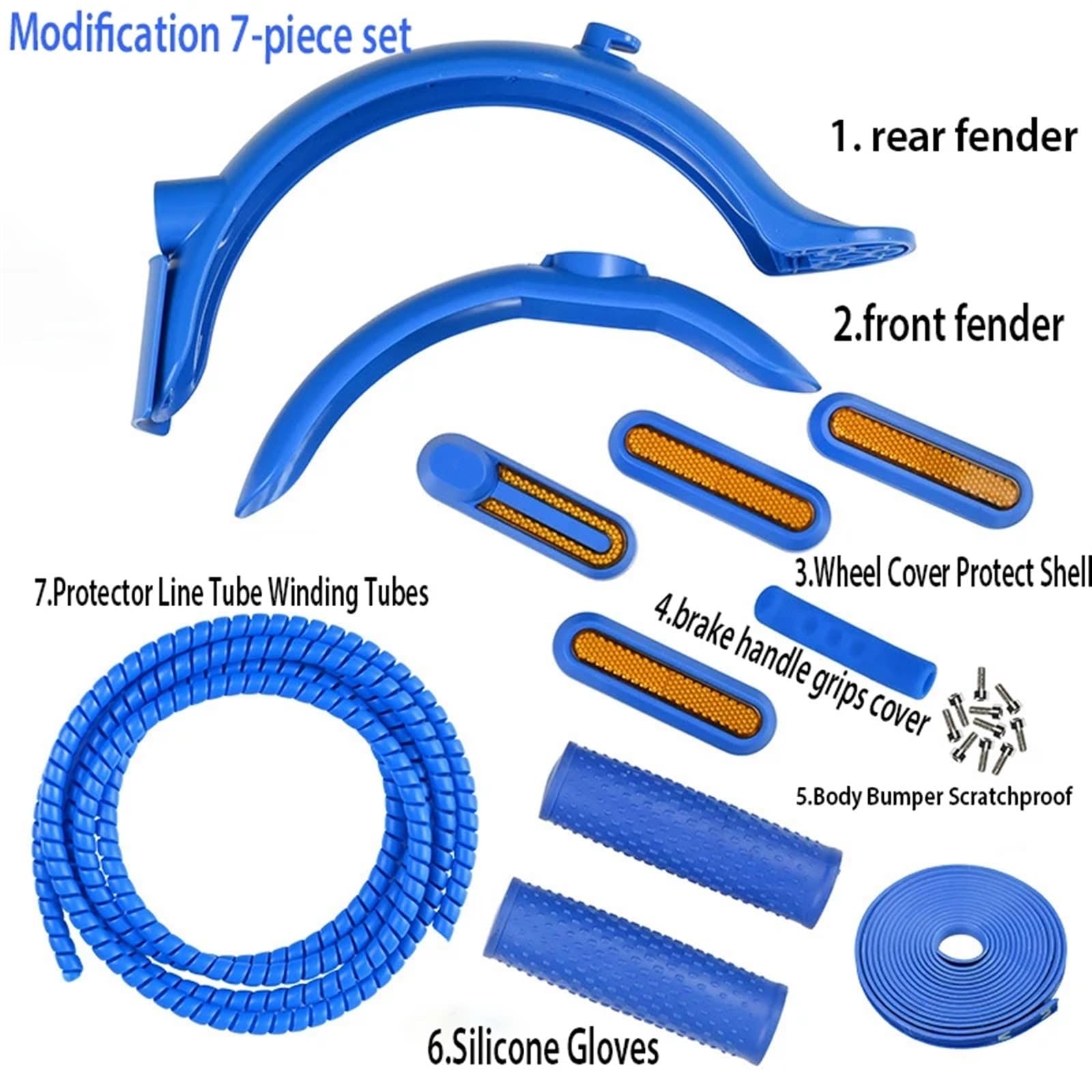 Modifica parafango posteriore 7 set monopattino elettrico, for Xiaomi, M365/Pro/Pro2 parafango copriruota protezione tubo linea tubi avvolgimento Strisce Riflettenti Per Scooter(Schwarz)