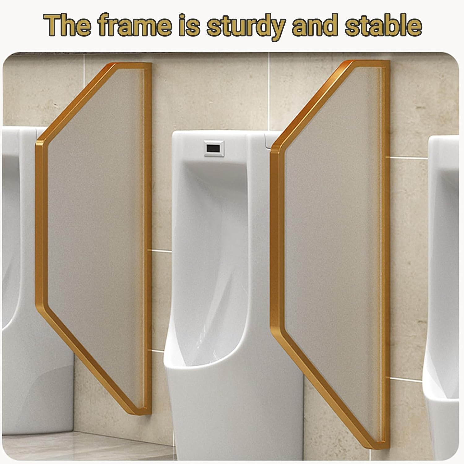 Gold Wall-Mounted Urinal Partition Extender Tempered Glassfor Men Ideal for Public Toilets in Shopping Malls Hotels & Bars - 4 Pieces