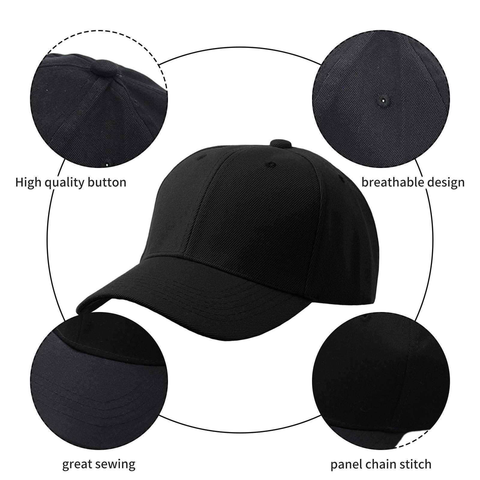 EDOTON Casquette Baseball pour Hommes Femme Couleur Unie Ajustable Sun Protection Anti UV Baseball Cap Taille Unique
