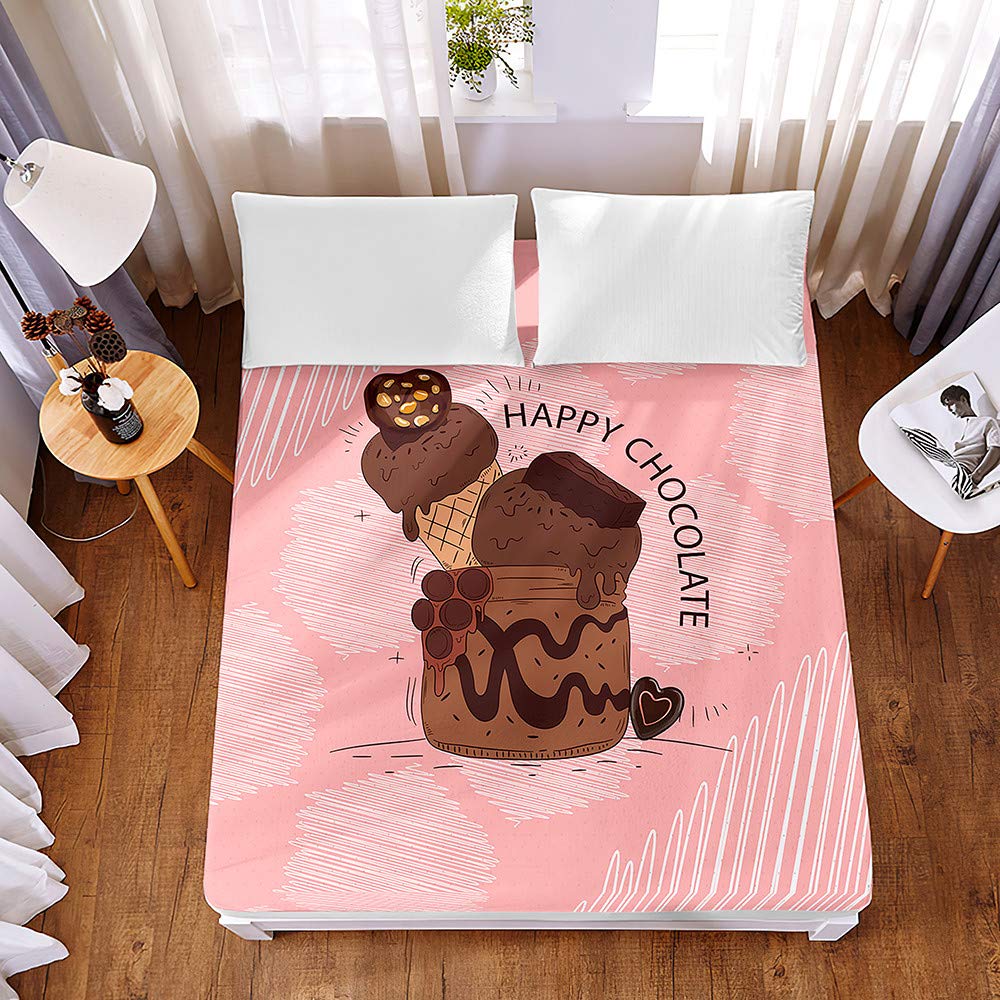 Drap housse grand bonnet 30 cm résistant à la décoloration 120x200 cm
